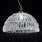 Transparent glass hanging light Cobweb, 46 cm