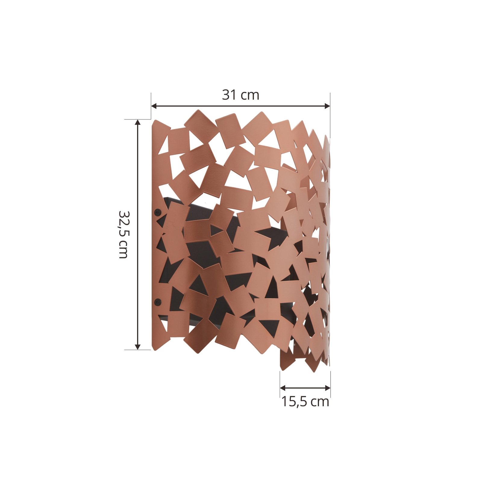 Lucande wall light Aeloria, copper, iron, 32.5 cm, E27
