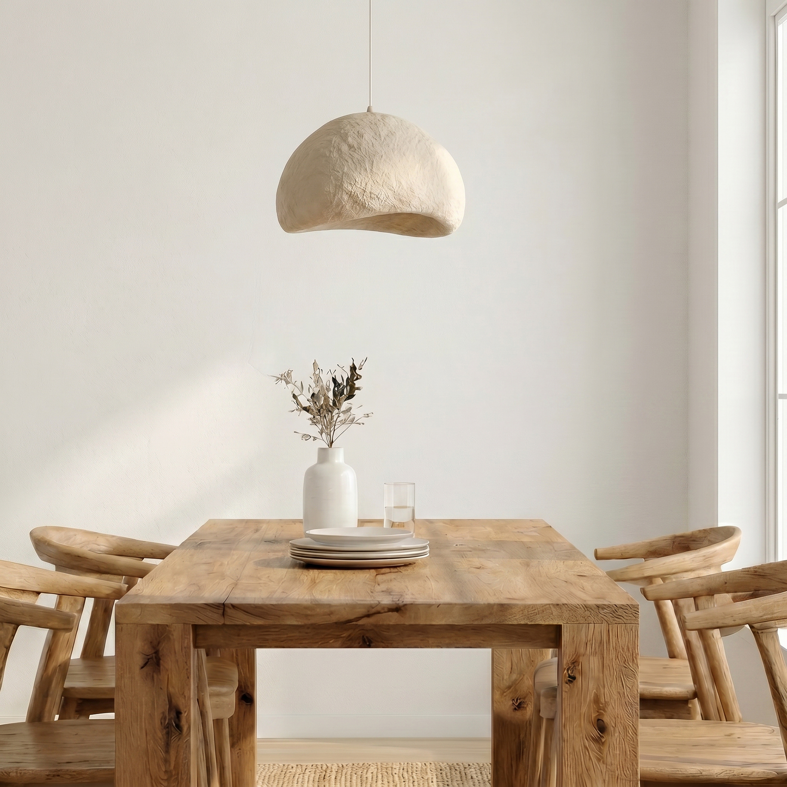Lampada a sospensione Loval, beige, 50 x 44 cm, fibra di vetro, E27