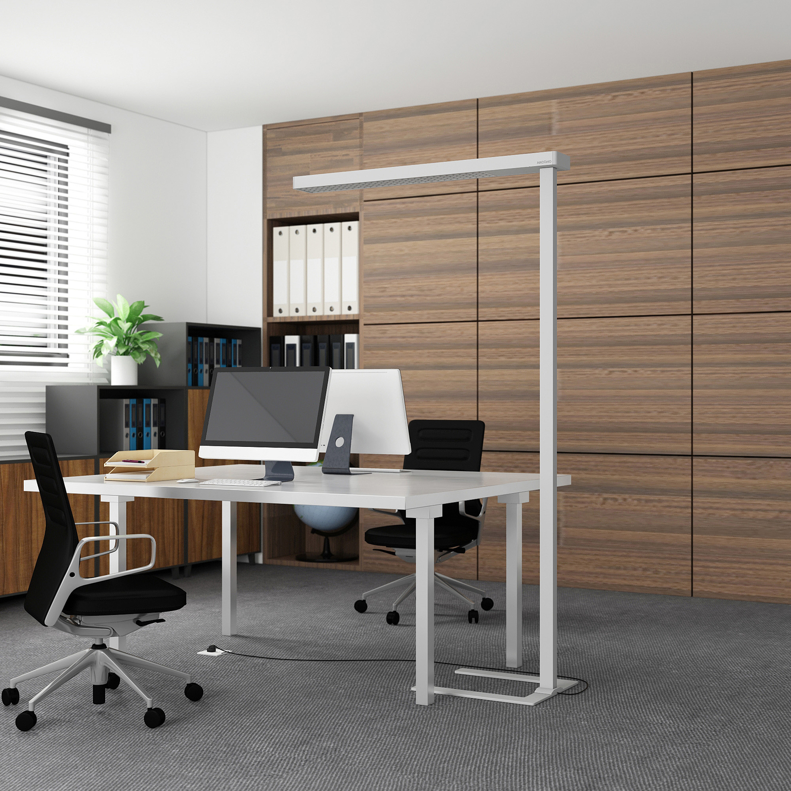 Arcchio LED-Bürostehlampe Susi, silber, Alu, Touchdimmer