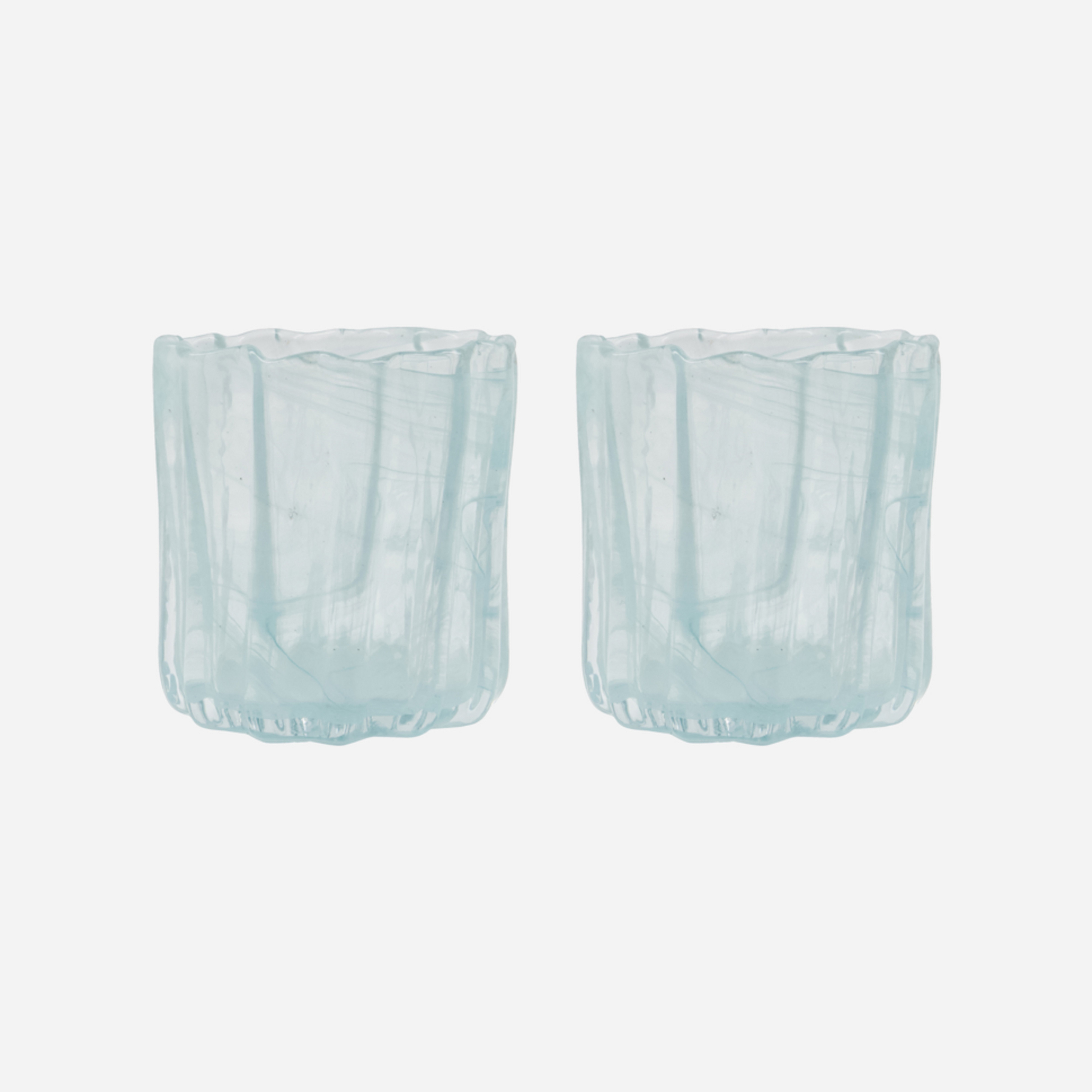 HDCurl theelichthouder, blauw, glas, set van 2 - House Doctor