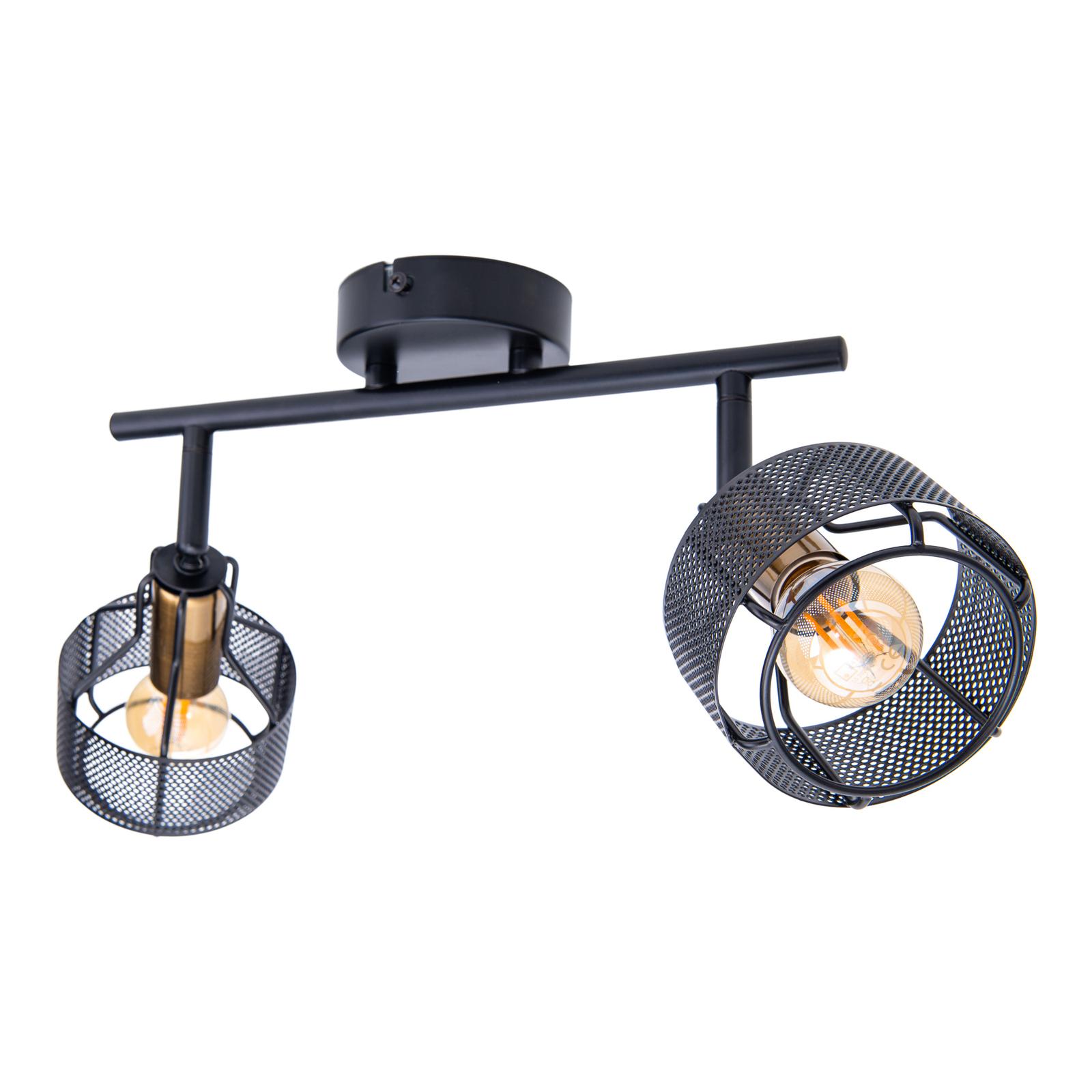 Foro ceiling lamp, two-bulb, black/gold