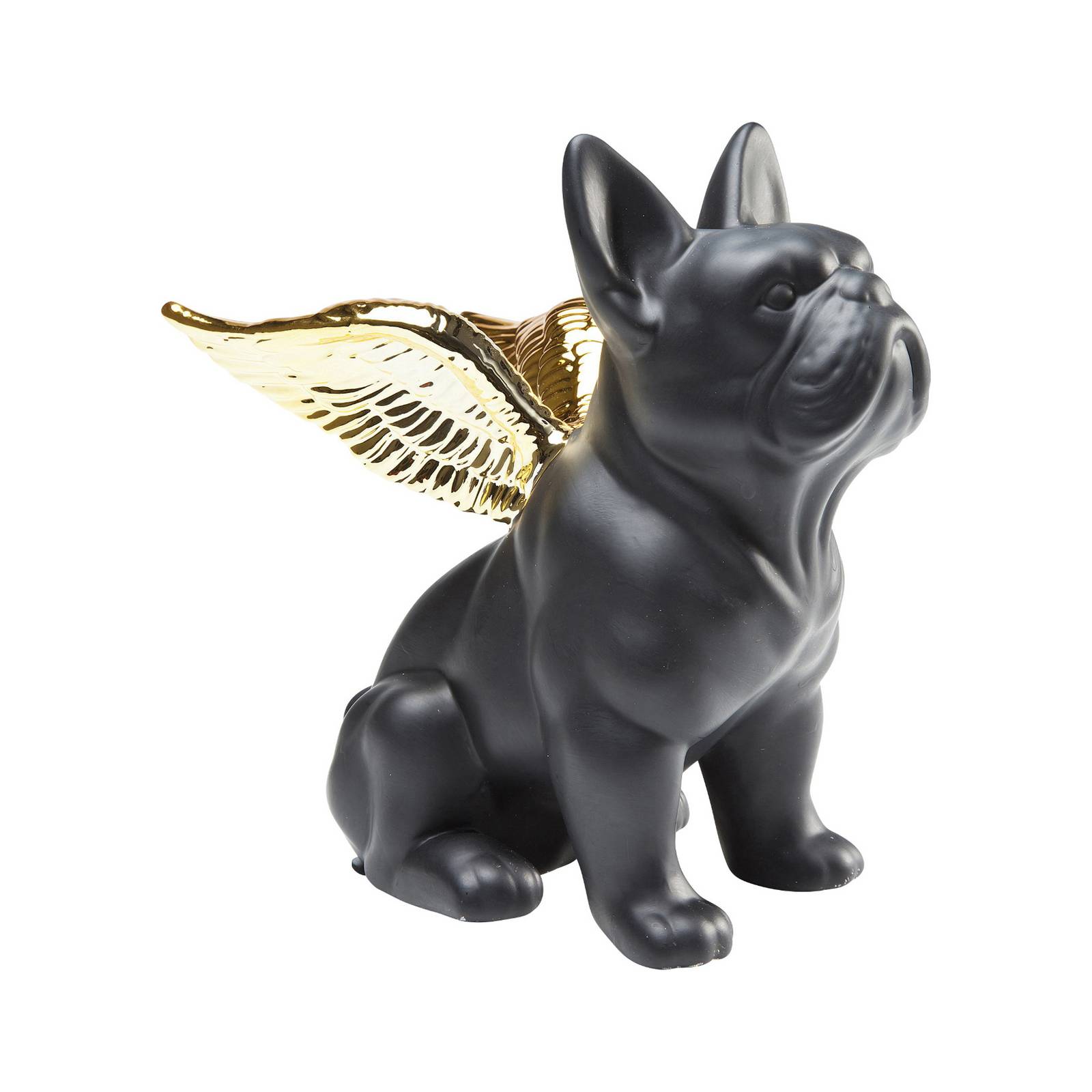 KARE Deko-Figur Sitting Angel Dog, schwarz/gold, Steingut