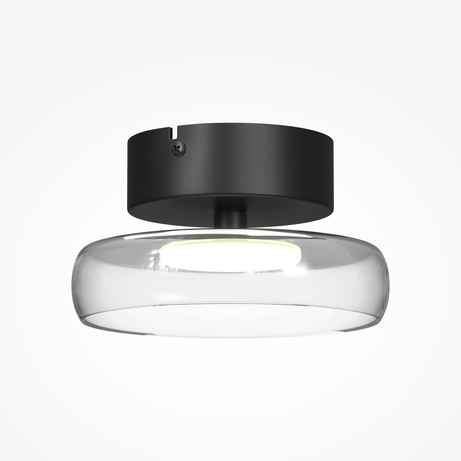 FLOAT LED mennyezeti világítás, átlátszó/fekete, Ø 20 cm, üveg/fém FLOAT LED mennyezeti világítás, átlátszó/fekete, Ø 20 cm, üveg/fém