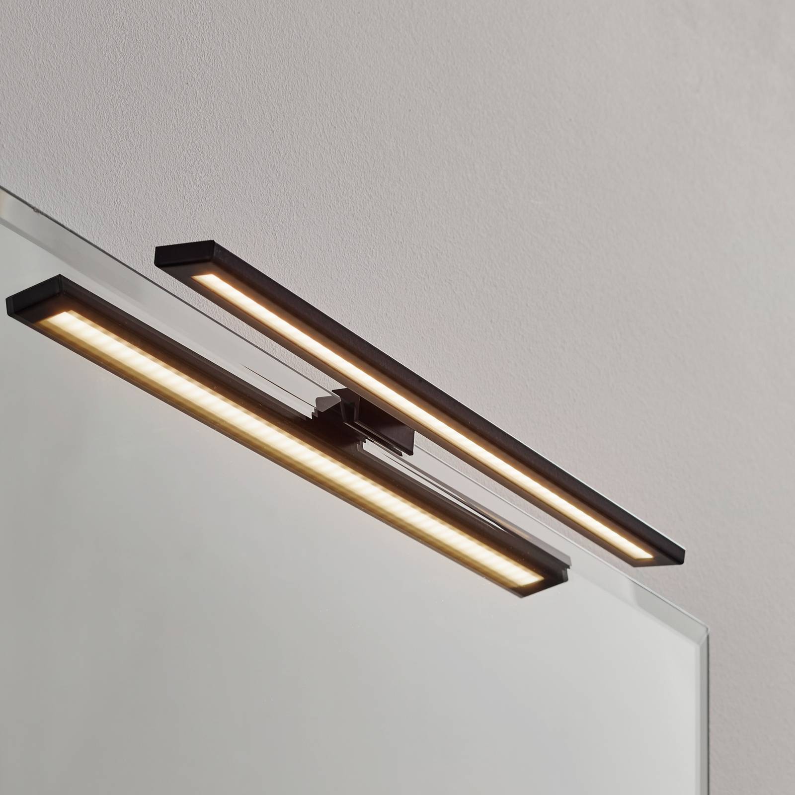 Euluna Spiegellamp - Wandlamp  - Badkamer - Modern - zwart - staal, kunststof