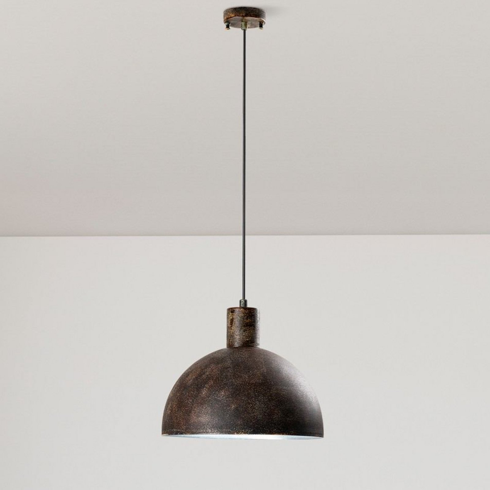 Hängeleuchte Kure, schwarz-braun, Metall, Ø 30 cm, E27
