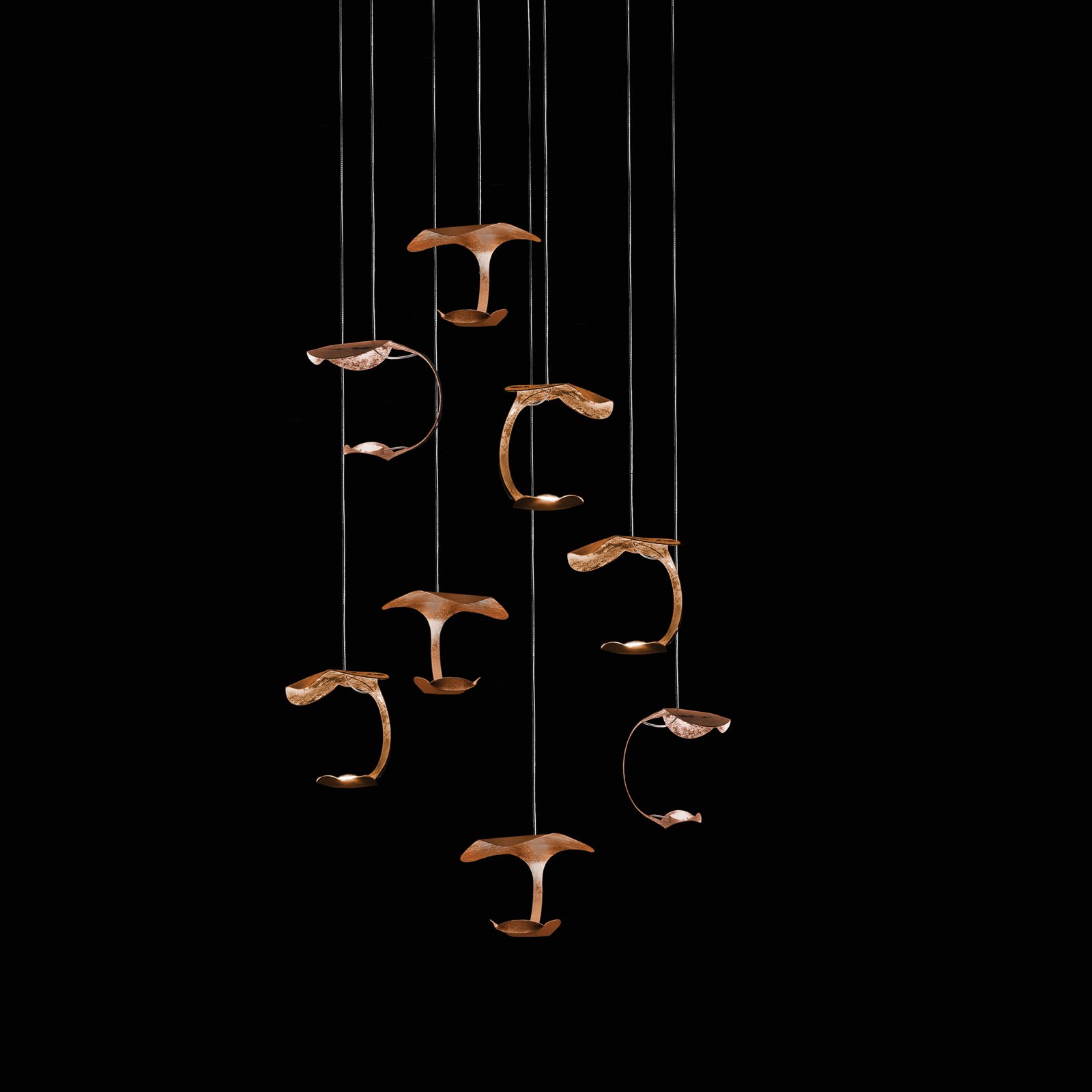 Knikerboker Le Gigine hanging light 8-bulb copper