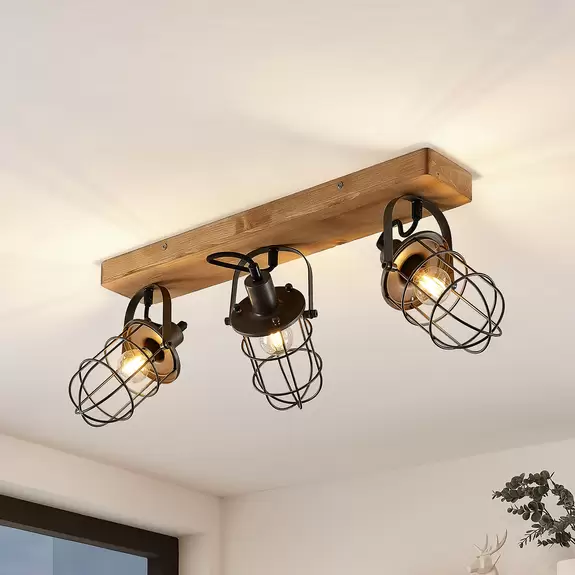 Lampenwelt Lindby Serima Deckenlampe mit drei Käfigschirmen