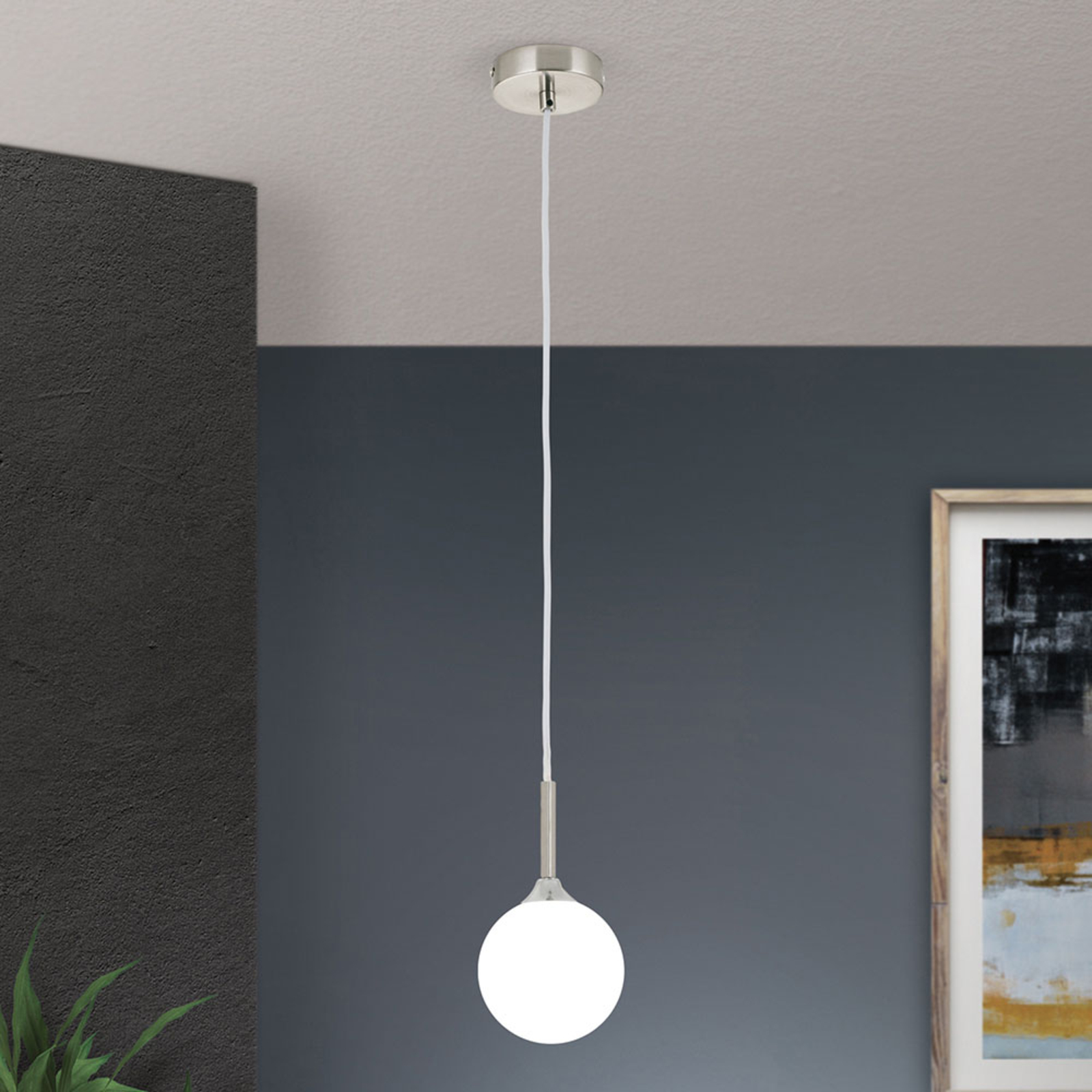 Snowwhite hanging light, one-bulb, nickel