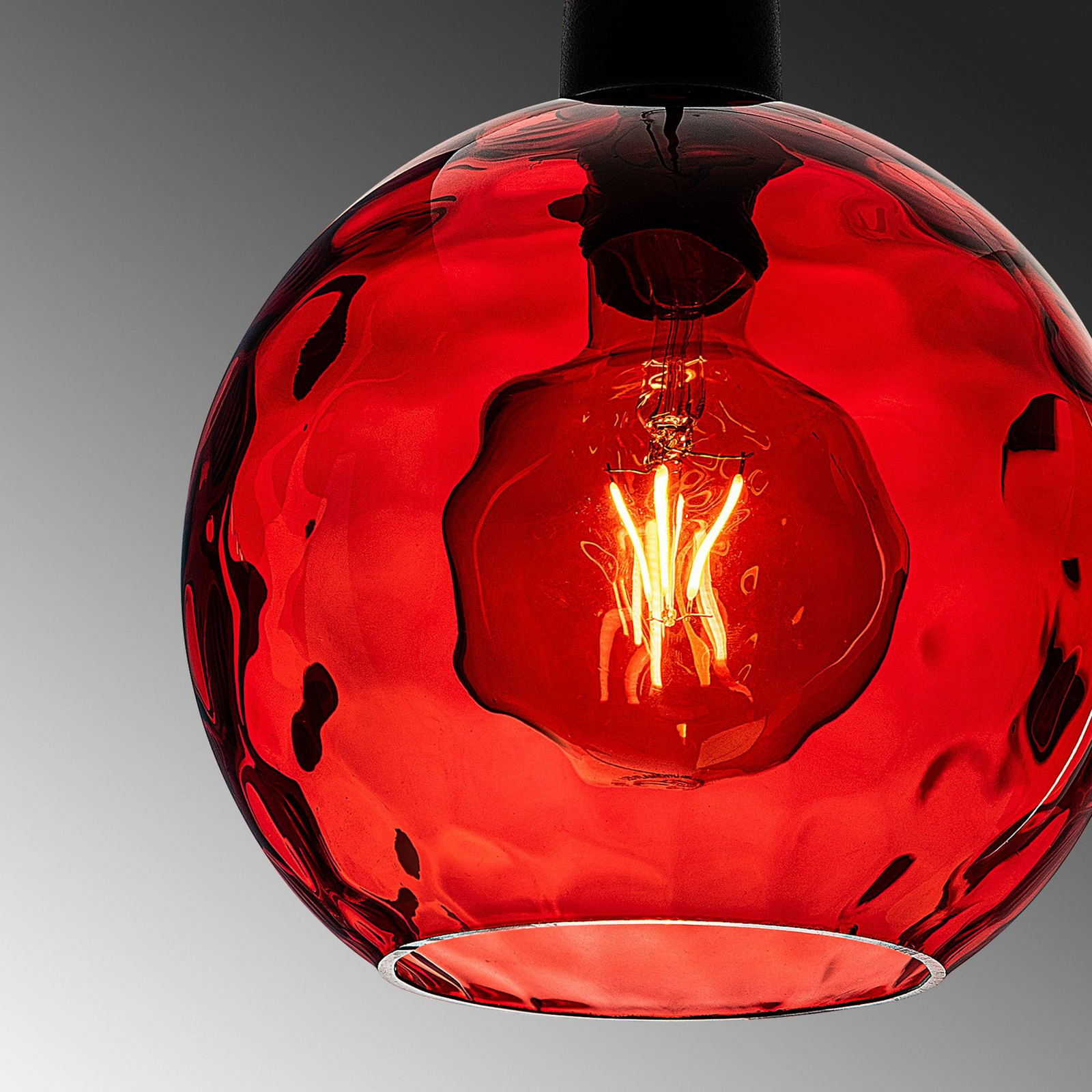 Lampa suspendată Benek, roșie, sticlă, Ø 20 cm, E27