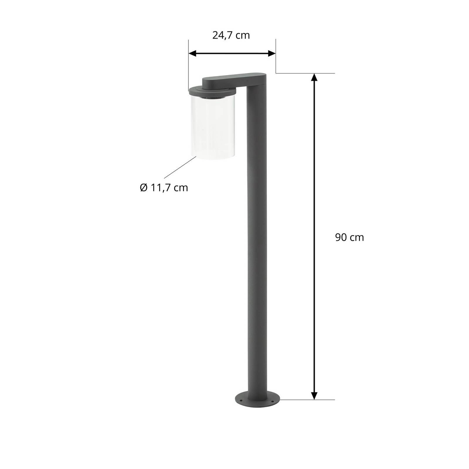 Lucande słupek oświetleniowy LED Beelia, antracyt, 90 cm, karbowana