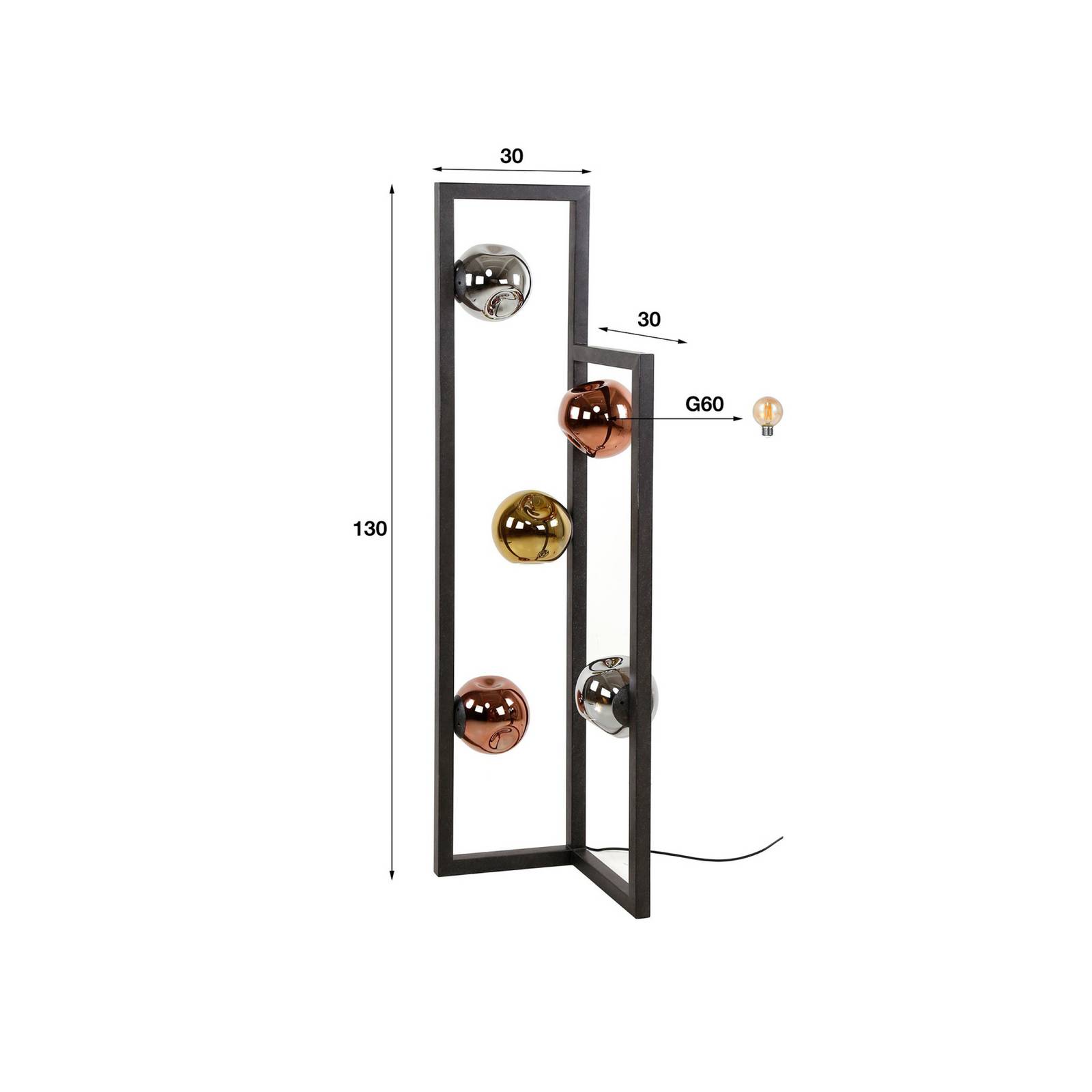 Lampa stojąca Stellar Stelaż, metal, szkło, wielokolorowy