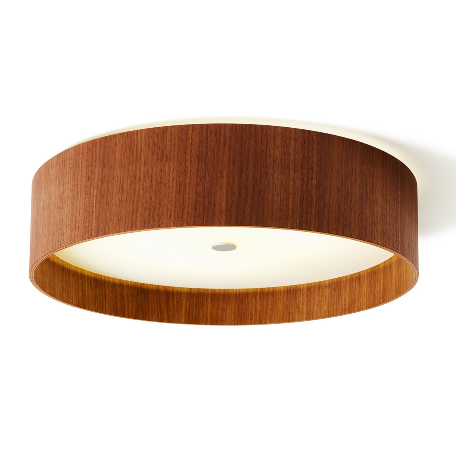 Domus Lara wood - LED ceiling light, walnut 55 cm, for Living / Dining Room, walnut, frosted perspex, 25 W, energy efficiency: A+, H: 14.5 cm