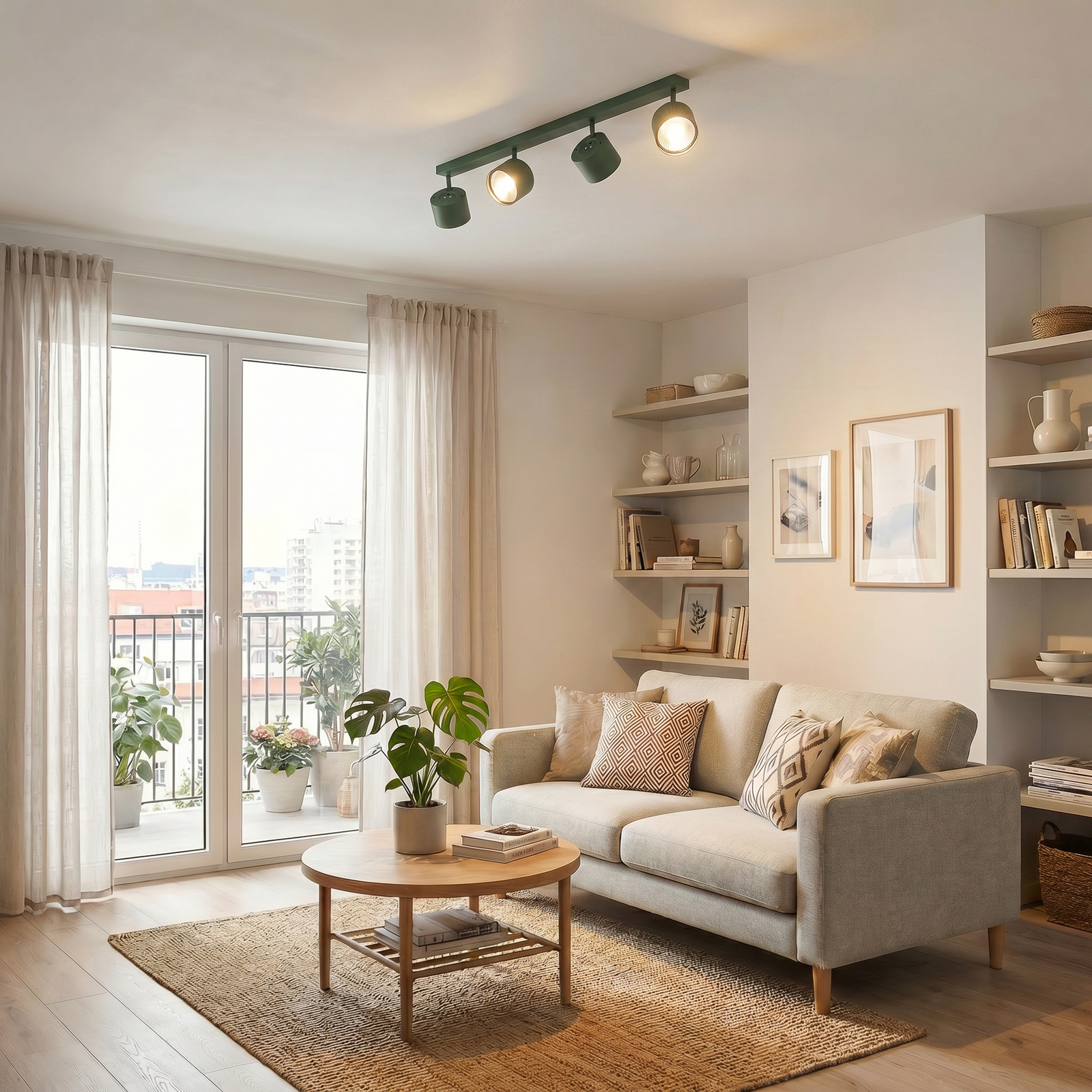 Spot de tavan Chloe, verde, cu 4 becuri, reglabil