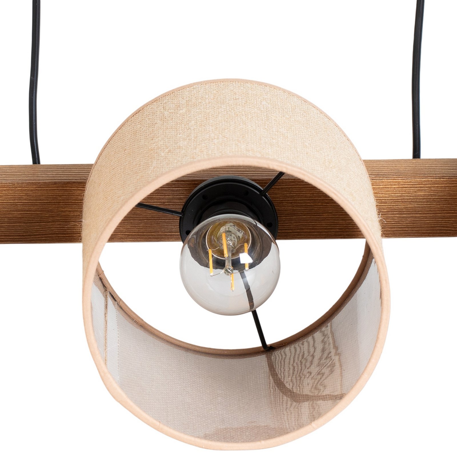 Pendellampe Forest, træ lys/sort, jute natur, 3 lyskilder.