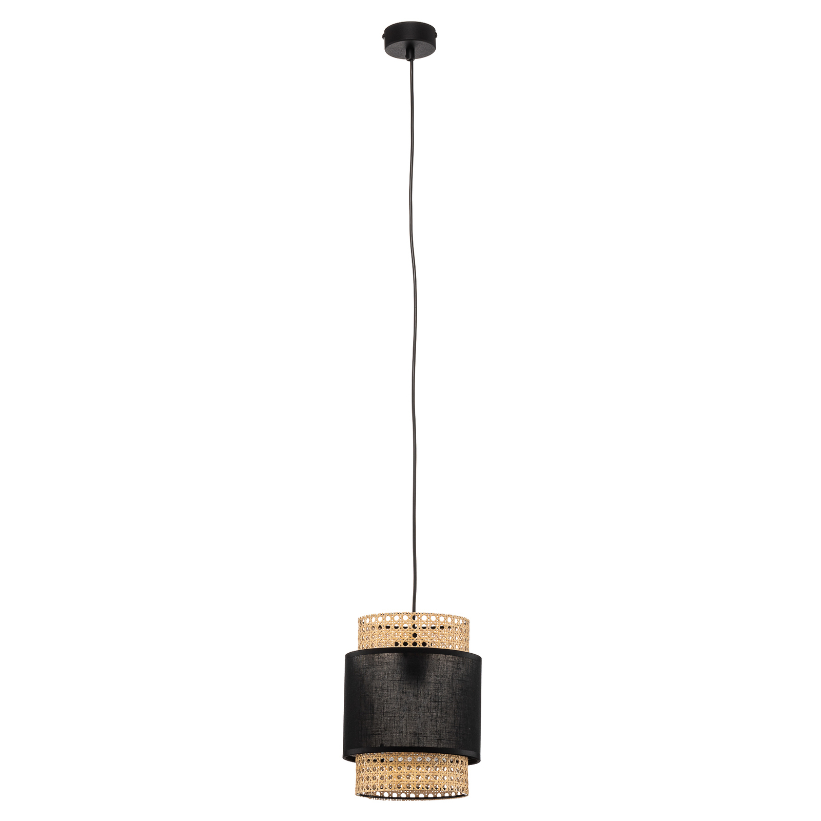 Boho hanglamp, zwart/rattan Ø 20 cm