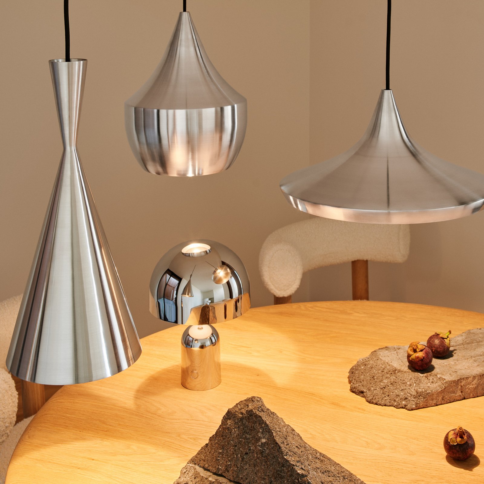 Tom Dixon LED hanging light Beat Wide Unbeaten, aluminium colour