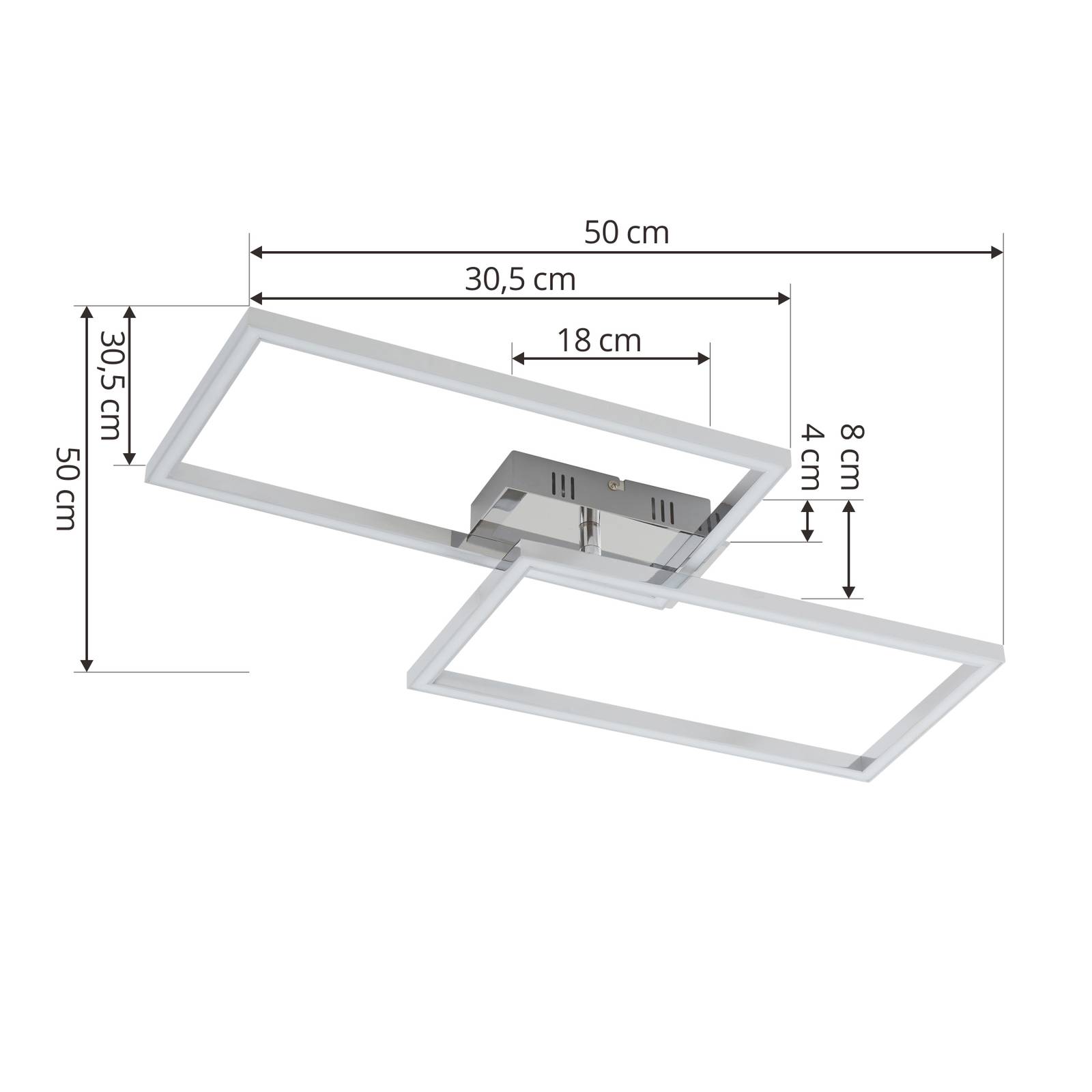 Lampa sufitowa Lindby LED Panja, 35 cm, kolor chrom, żelazo