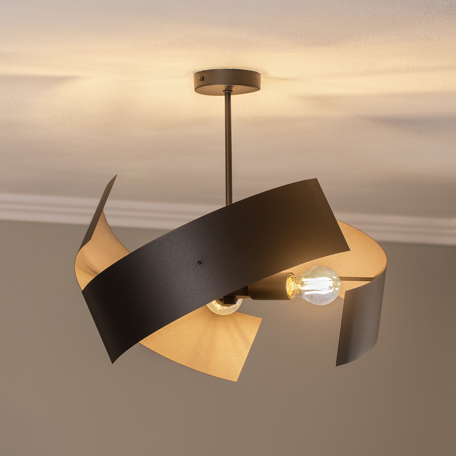 Euluna Plafonieră Moira negru Ø 47 cm 3 becuri - Camera de zi / sufragerie - Modern - Metal