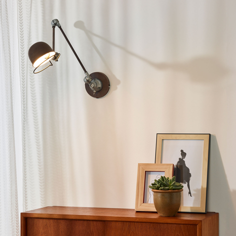 Roestbruine industriële wandlamp Honore, verstelb.