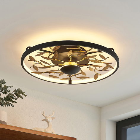 Lindby Annleorie LED plafondlamp, zwart, goud