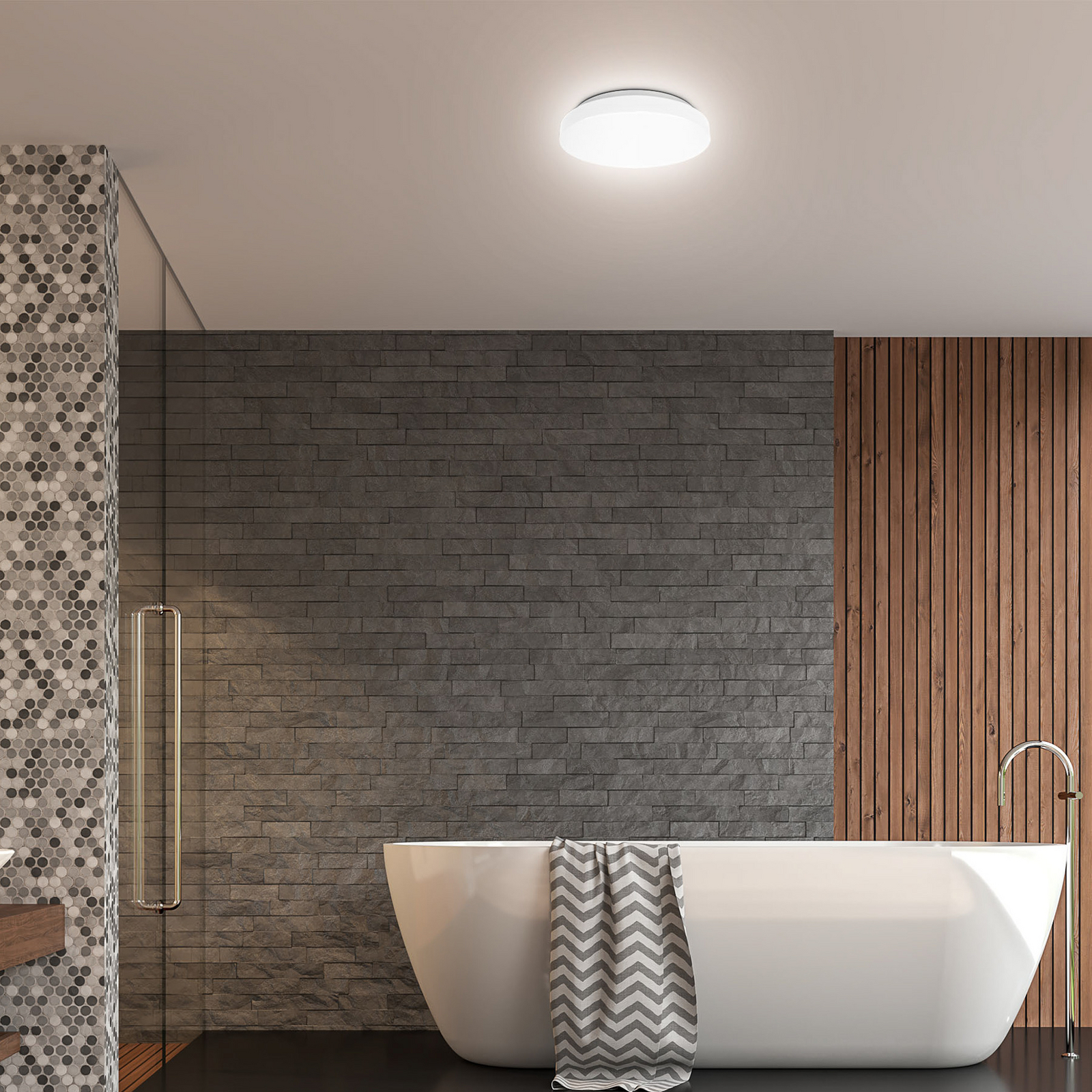 LED plafondlamp Iva, IP44, wit, kunststof, 4.000 K LED plafondlamp Iva, IP44, wit, kunststof, 4.000 K