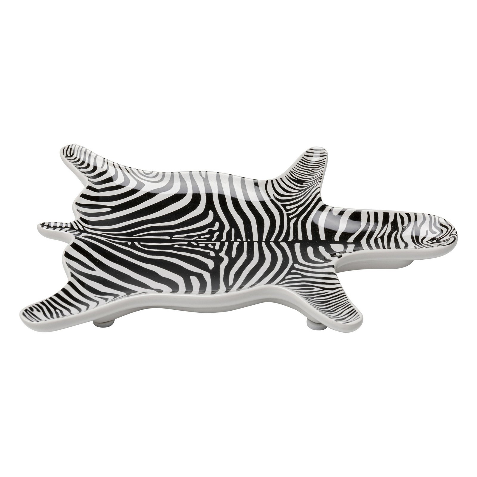 KARE Coupe décorative Zebra, porcelaine, noir/blanc, peinte à la main