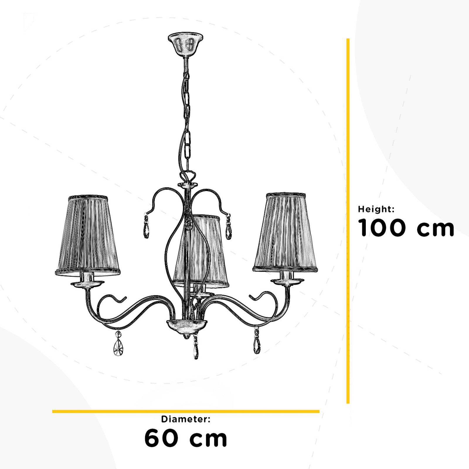 Żyrandol Delia, kolor brązowy, 3-punktowy, Ø 60 cm