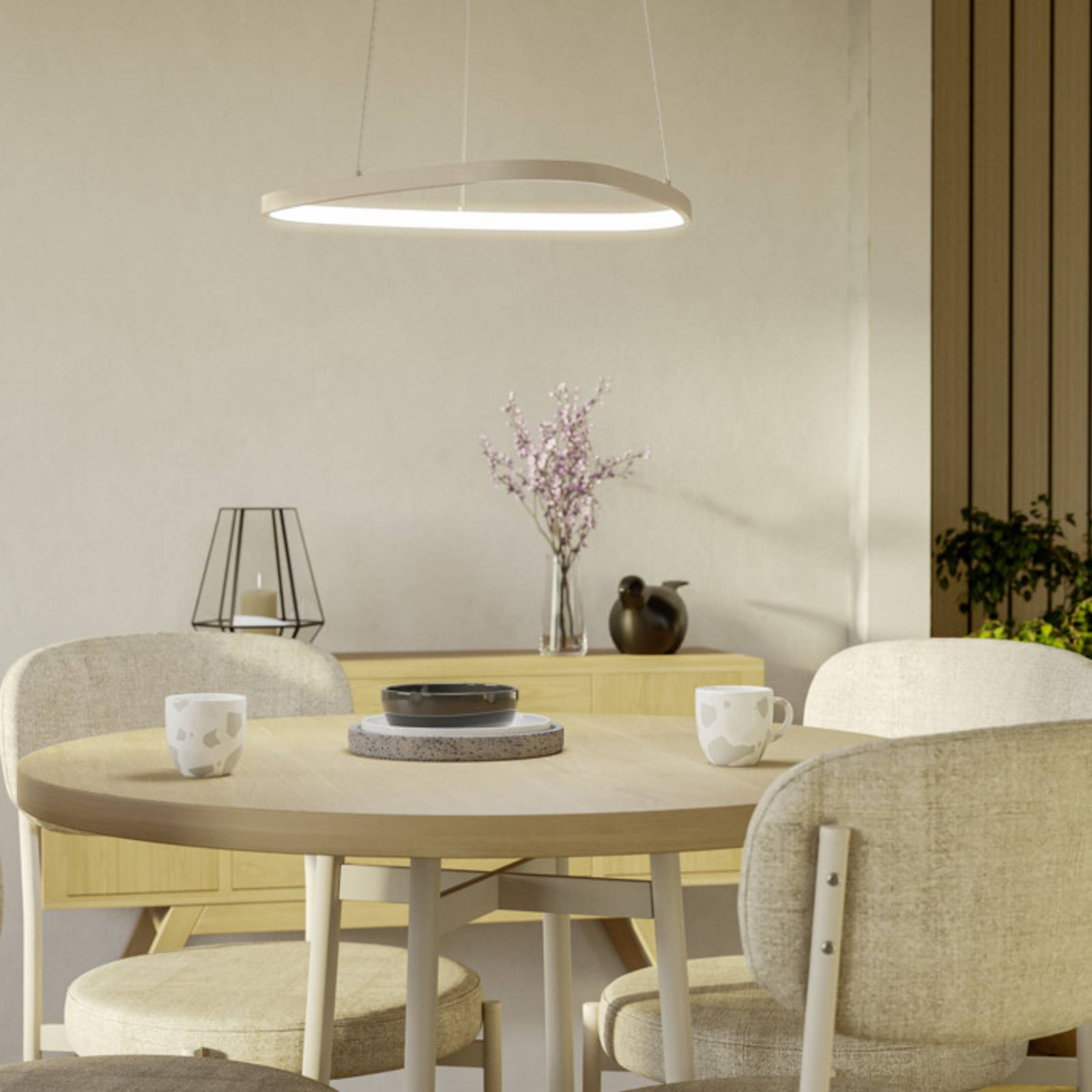 EGLO LED hanglamp LEPORANO, beige, Ø 54 cm, CCT, metaal