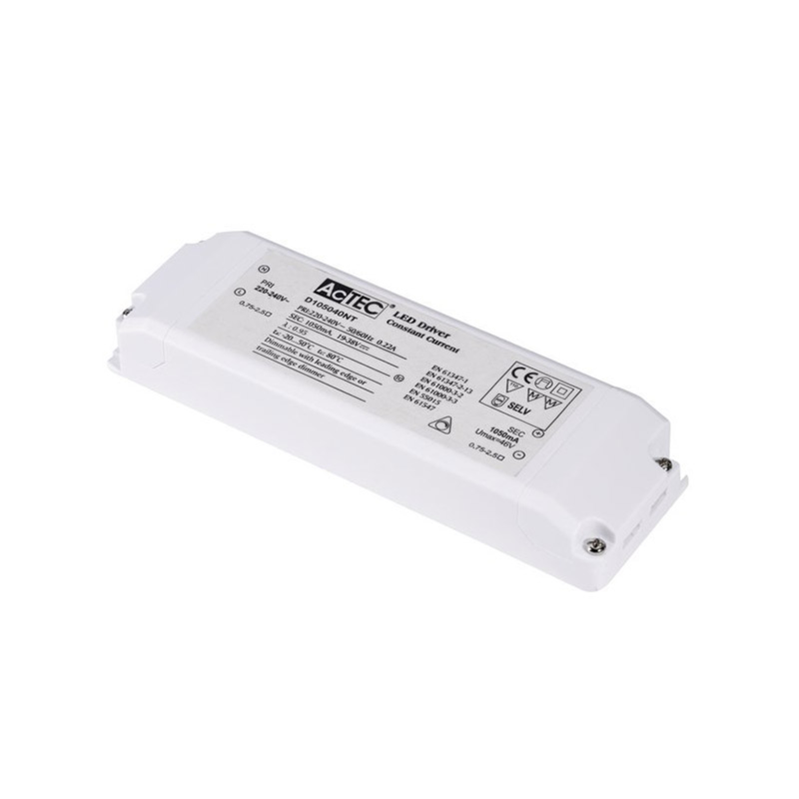 SLV LED driver 1050 mA, 20-40 W, triac, plastic, L: 16.6 cm, W: 5.2 cm, H: 2.4 cm