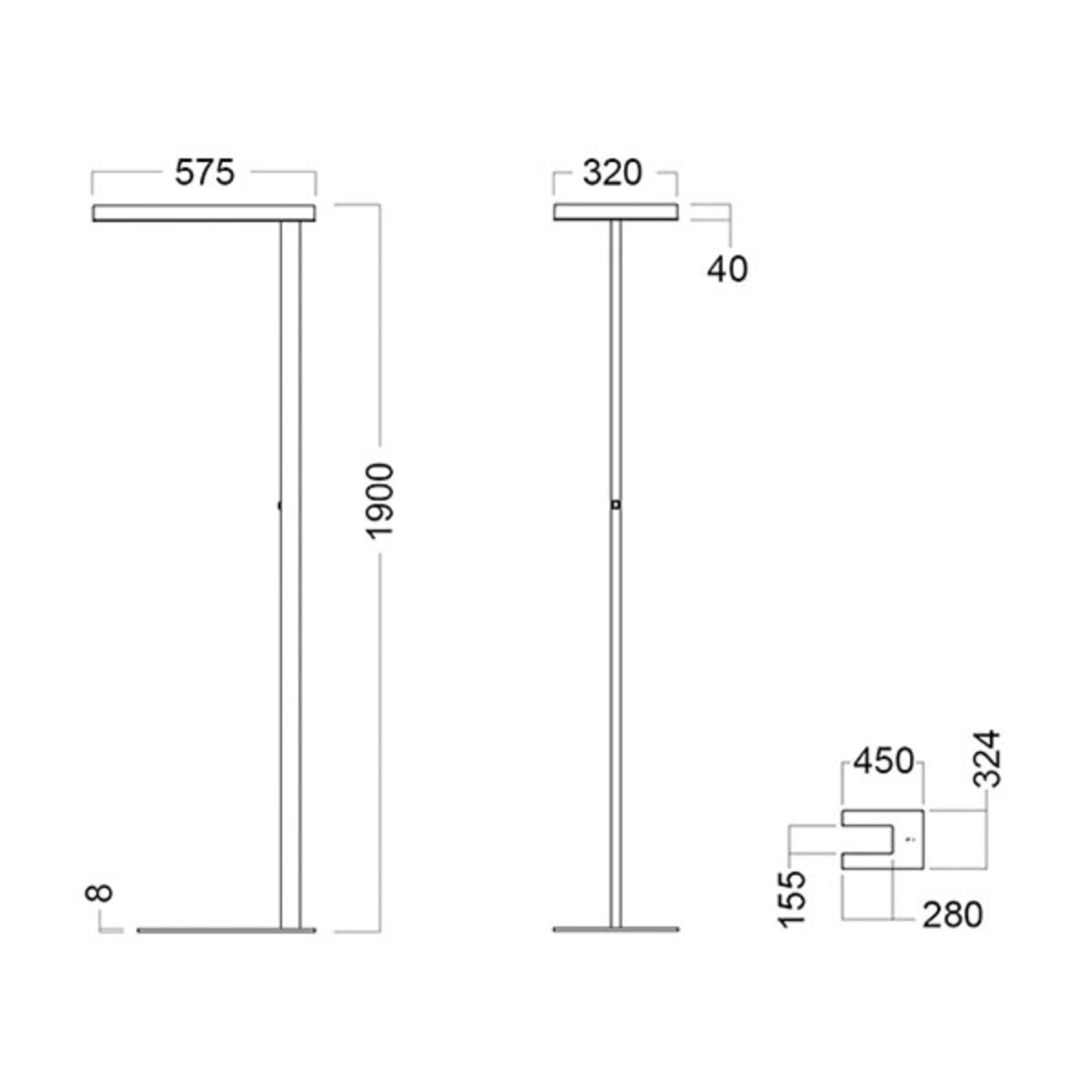 Lampe sur pied LED Free-F 4.000K à intensité variable, avec capteur