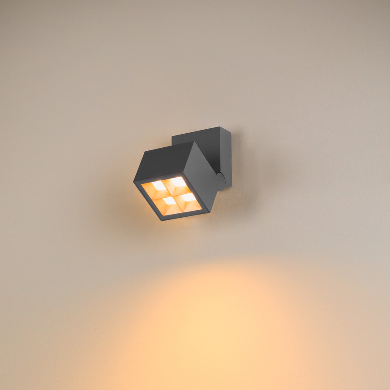 SLV LED-væglampe S-Cube, antracit, aluminium, bredde 9,5 cm, CCT