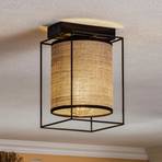 Tubo ceiling light, fabric lampshade beige, 1-bulb