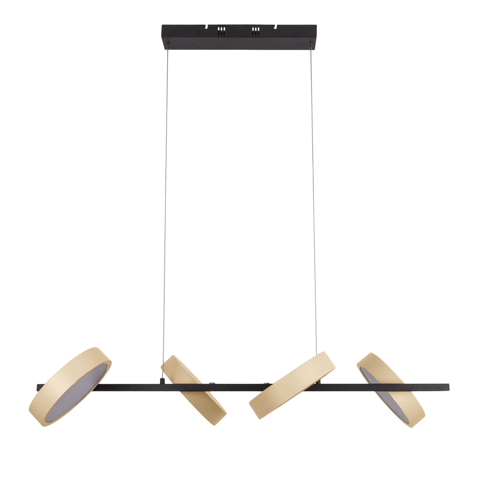 Lampa wisząca LED Tessa czarna/beżowa 110cm Touchdim CCT 4-punktowa.