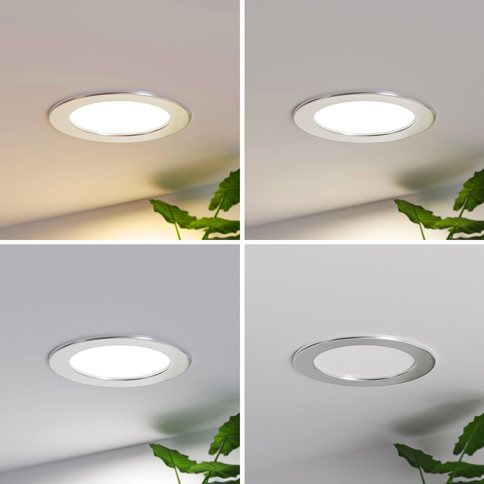 Prios Cadance LED recessed light, silver, 17 cm