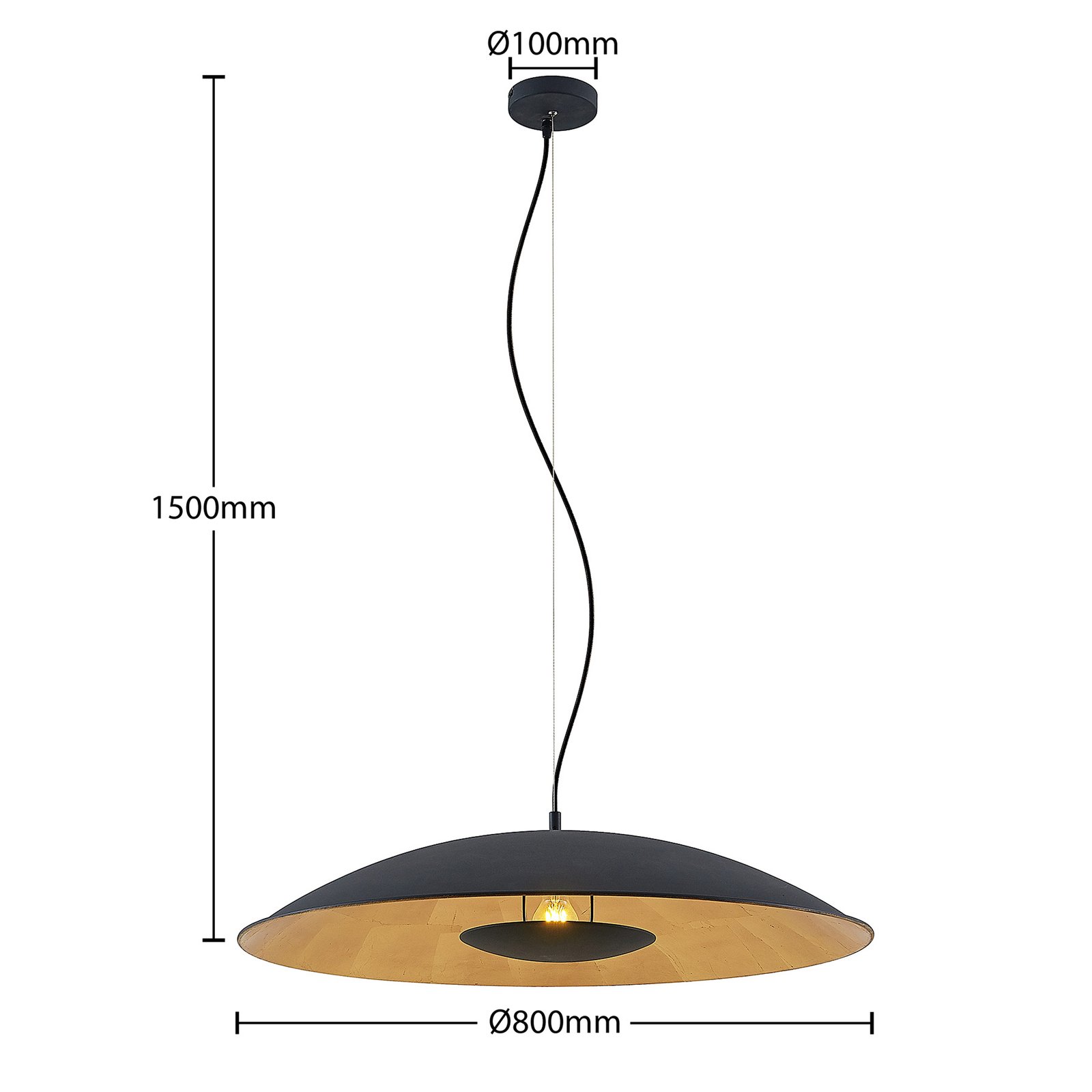 Narisara Pendelleuchte Ø80 Black/Gold - Lindby