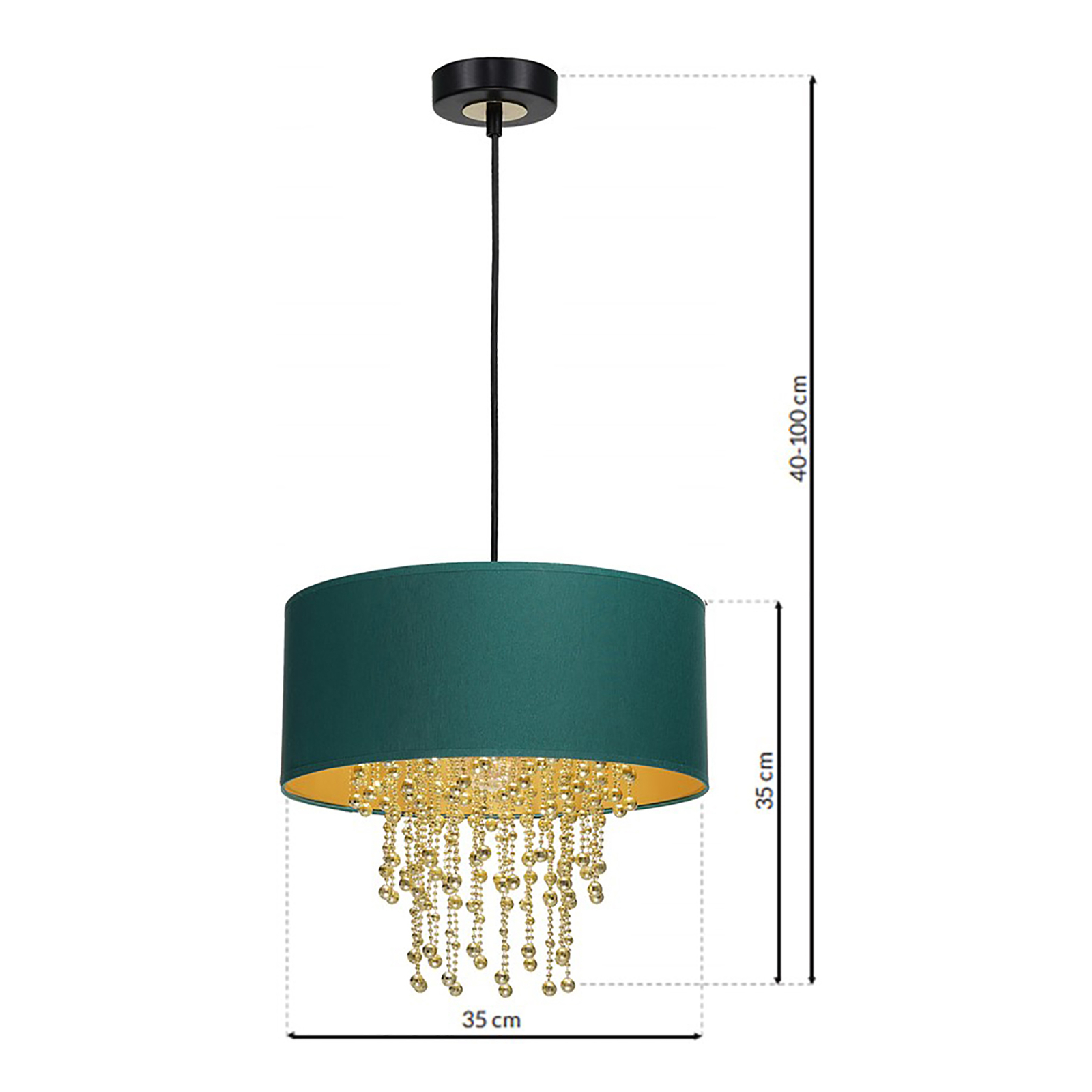 Almeria hængelampe, grøn/guld