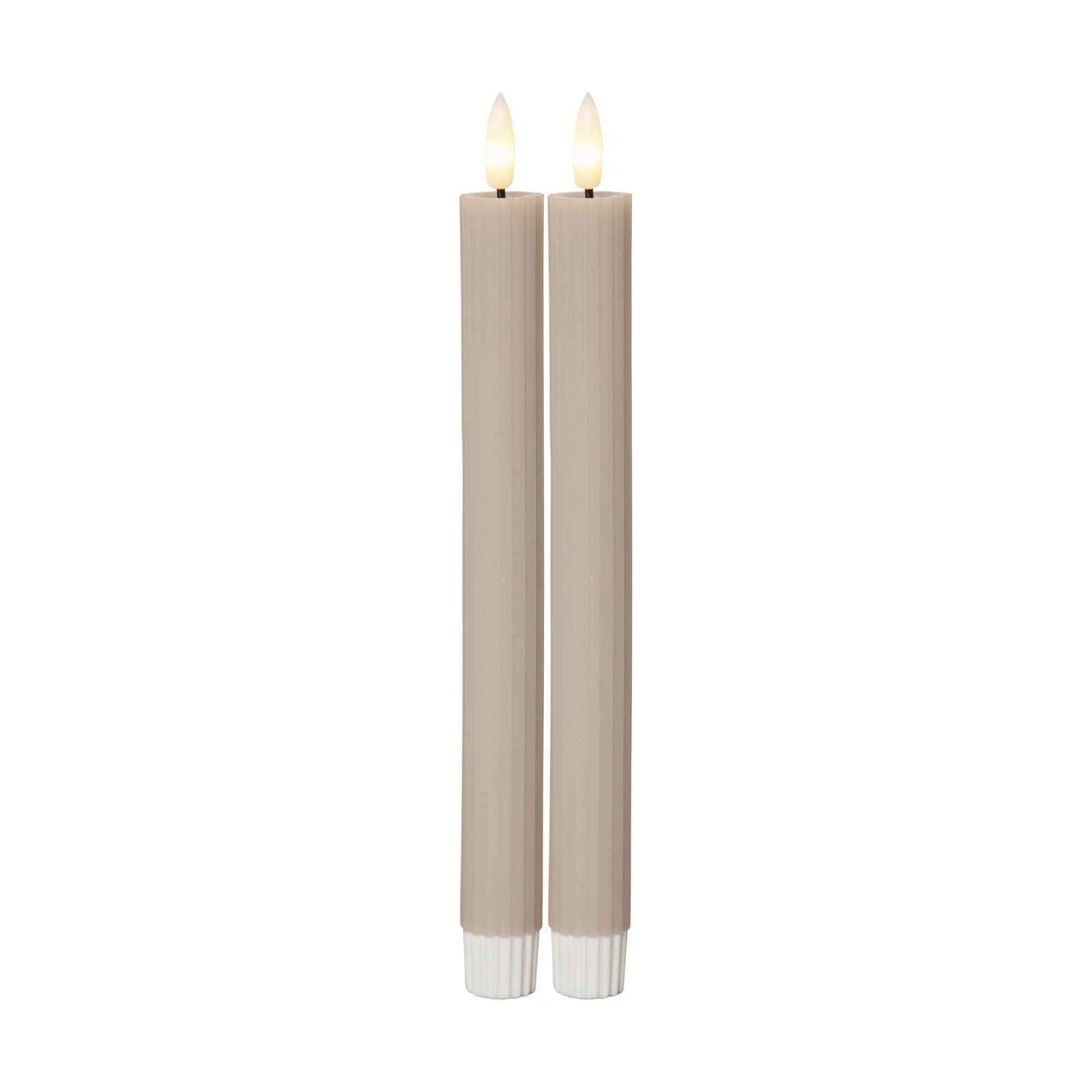 LED svijeća Flame Stripe, bež, set od 2 voštane baterije od 25 cm