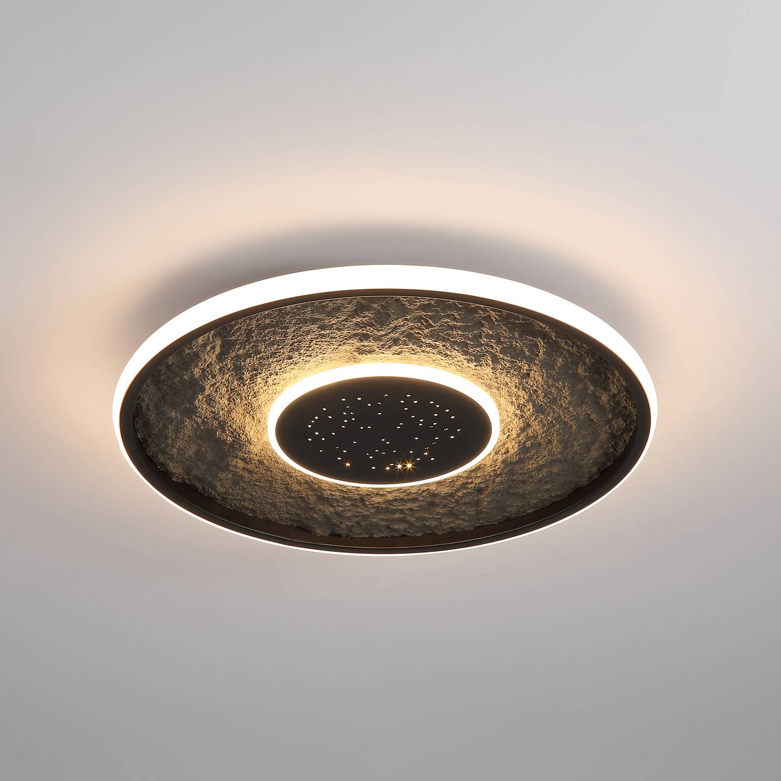 Lampa sufitowa LED Lumadisc, efekt gwiaździsty, czarna, Ø 41 cm