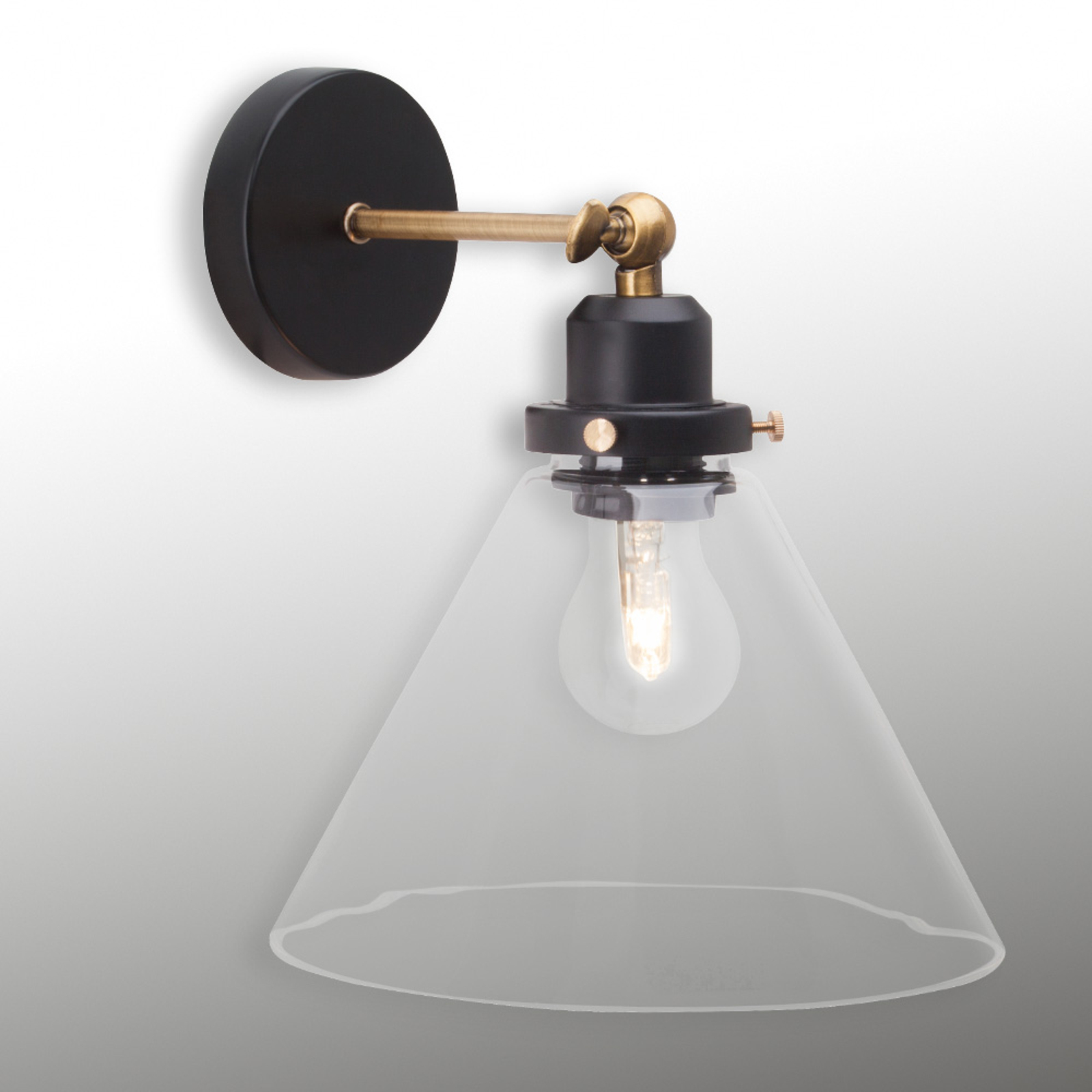 Brilliant Antique wall light Ronald, for Living / Dining Room, metal, glass, E27, 42 W, energy efficiency: A++, H: 27 cm