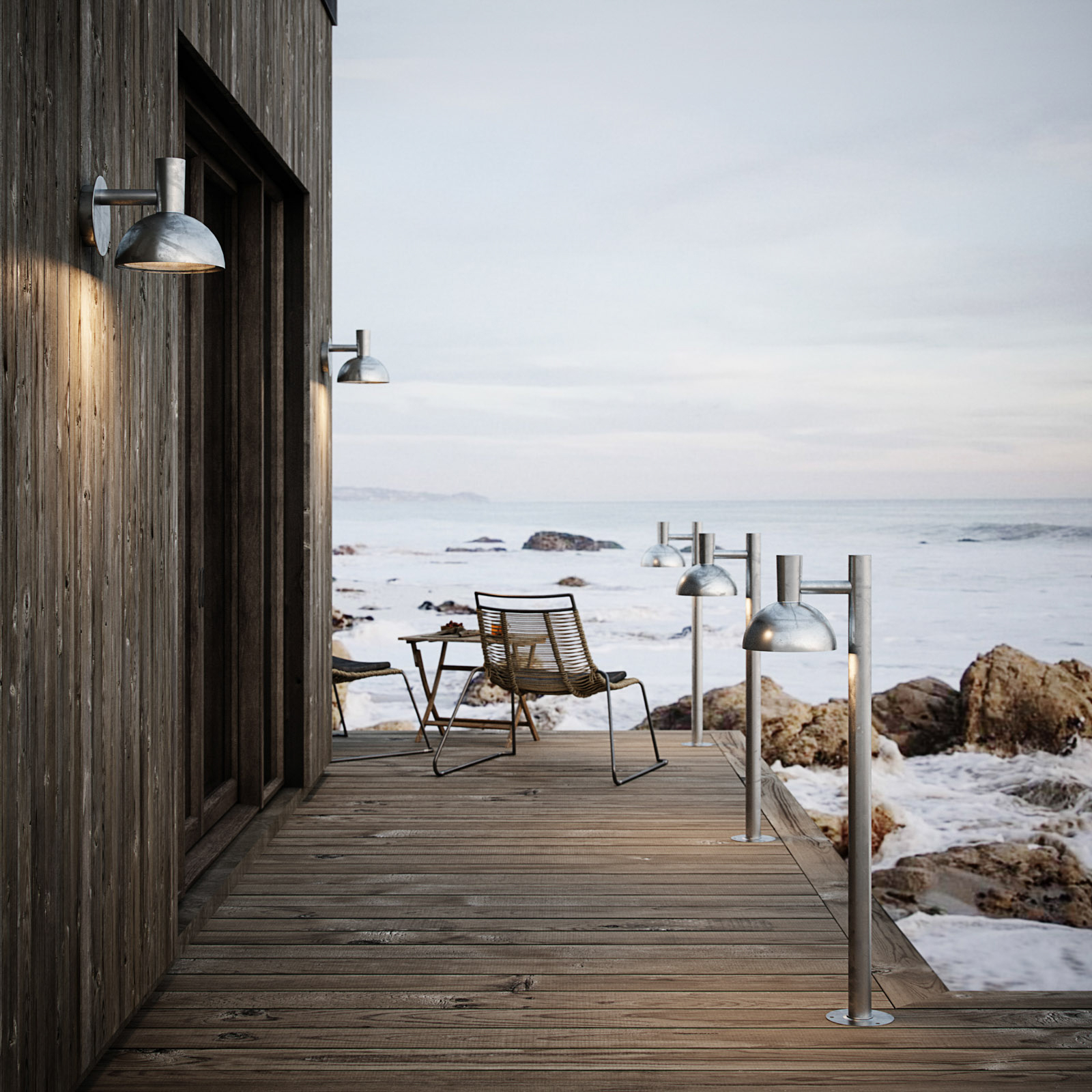 Outdoor wall light ARKI chrome seawater resistant Ø 20 cm