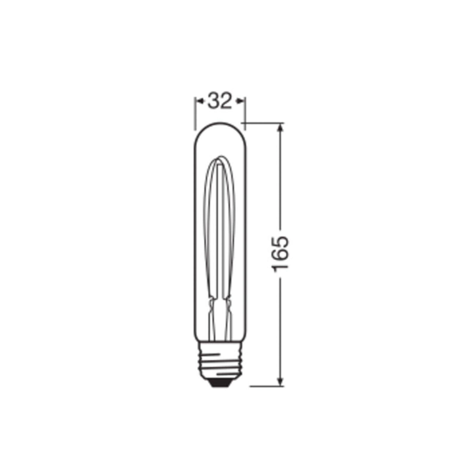 OSRAM LED Vintage 1906, tube, gold, E27, 4.8 W, 822, dimmable.