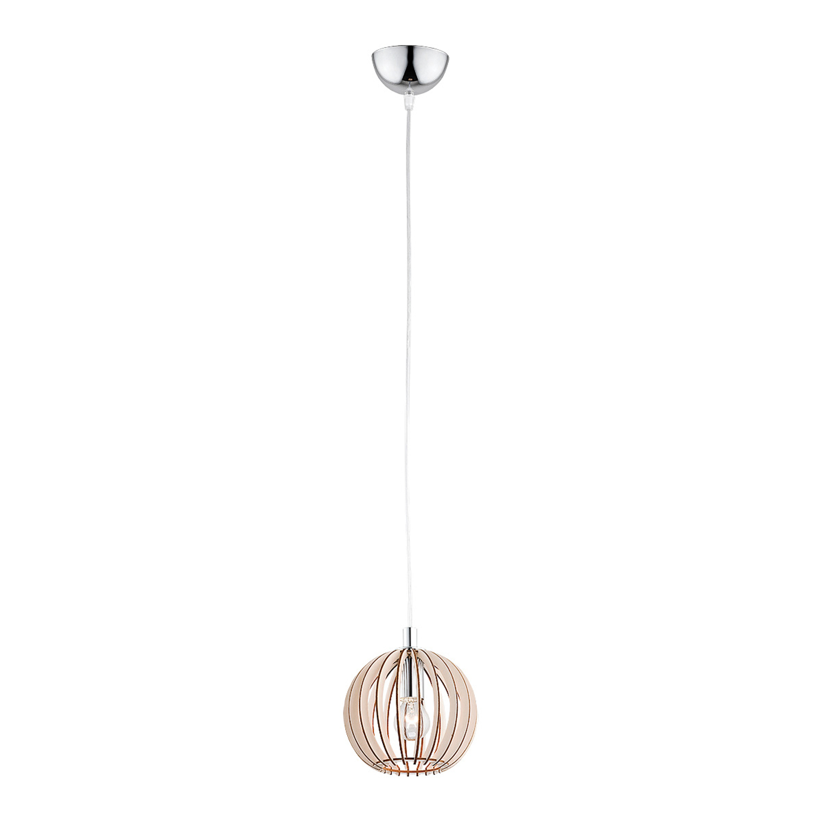 Lampa wisząca Paz z drewnianych lameli, kula Ø17cm