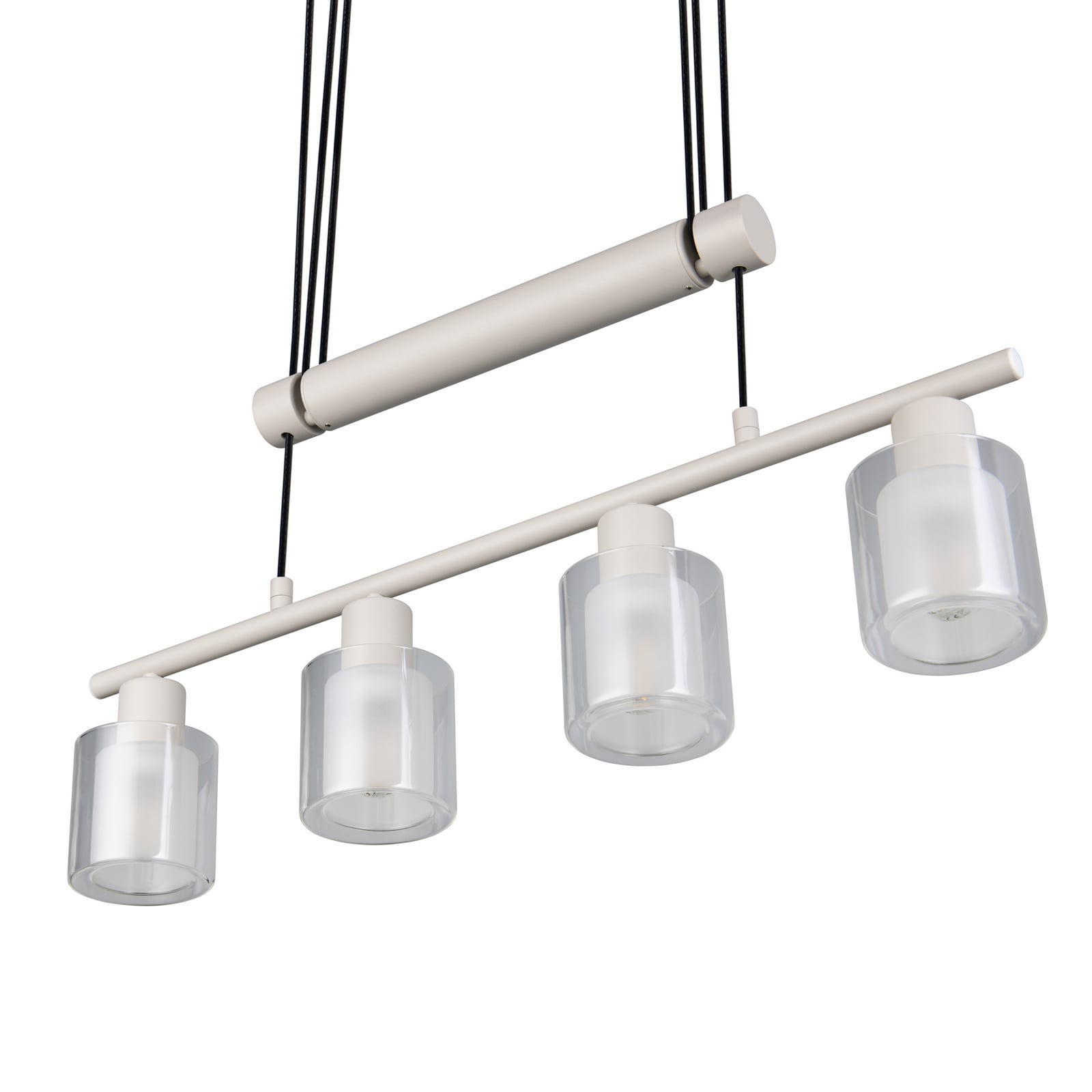 Hanglamp Neralo, 4-lamps, lichtgrijs, metaal, E14, verstelbaar