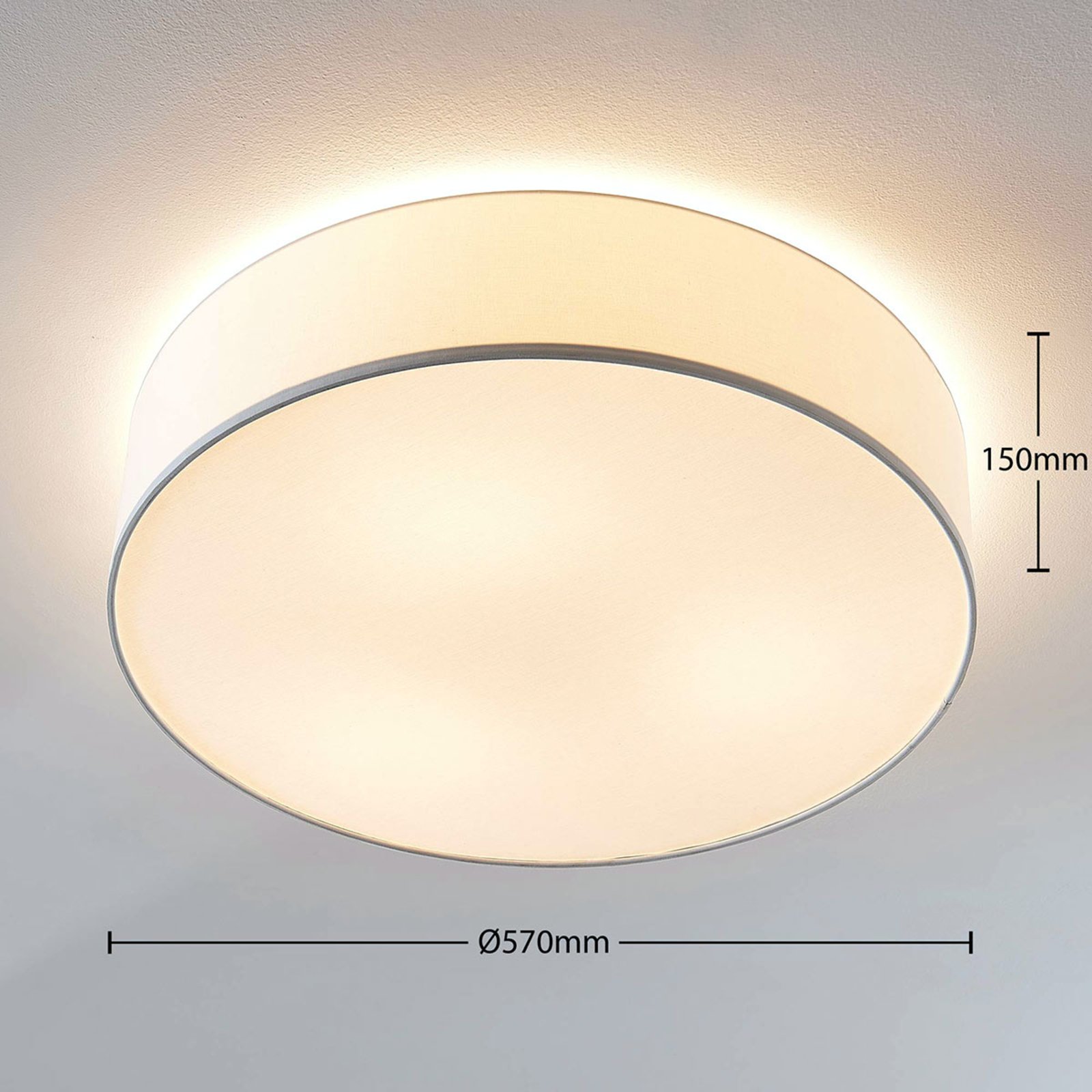 Stoff-Deckenlampe Gordana in Weiß, 57 cm
