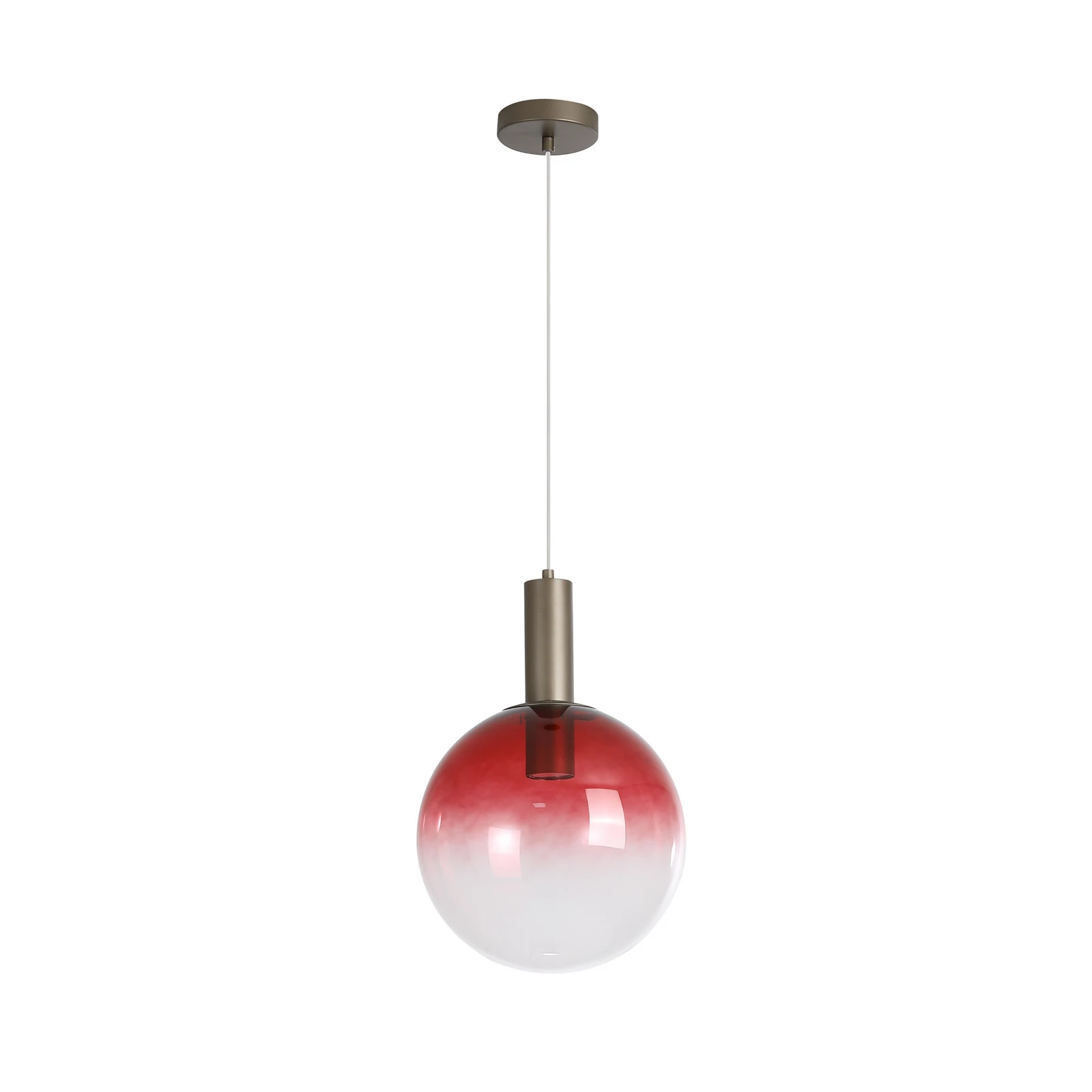 Ombre függő lámpa, gömb alakú, piros/fehér, Ø 30 cm, üveg