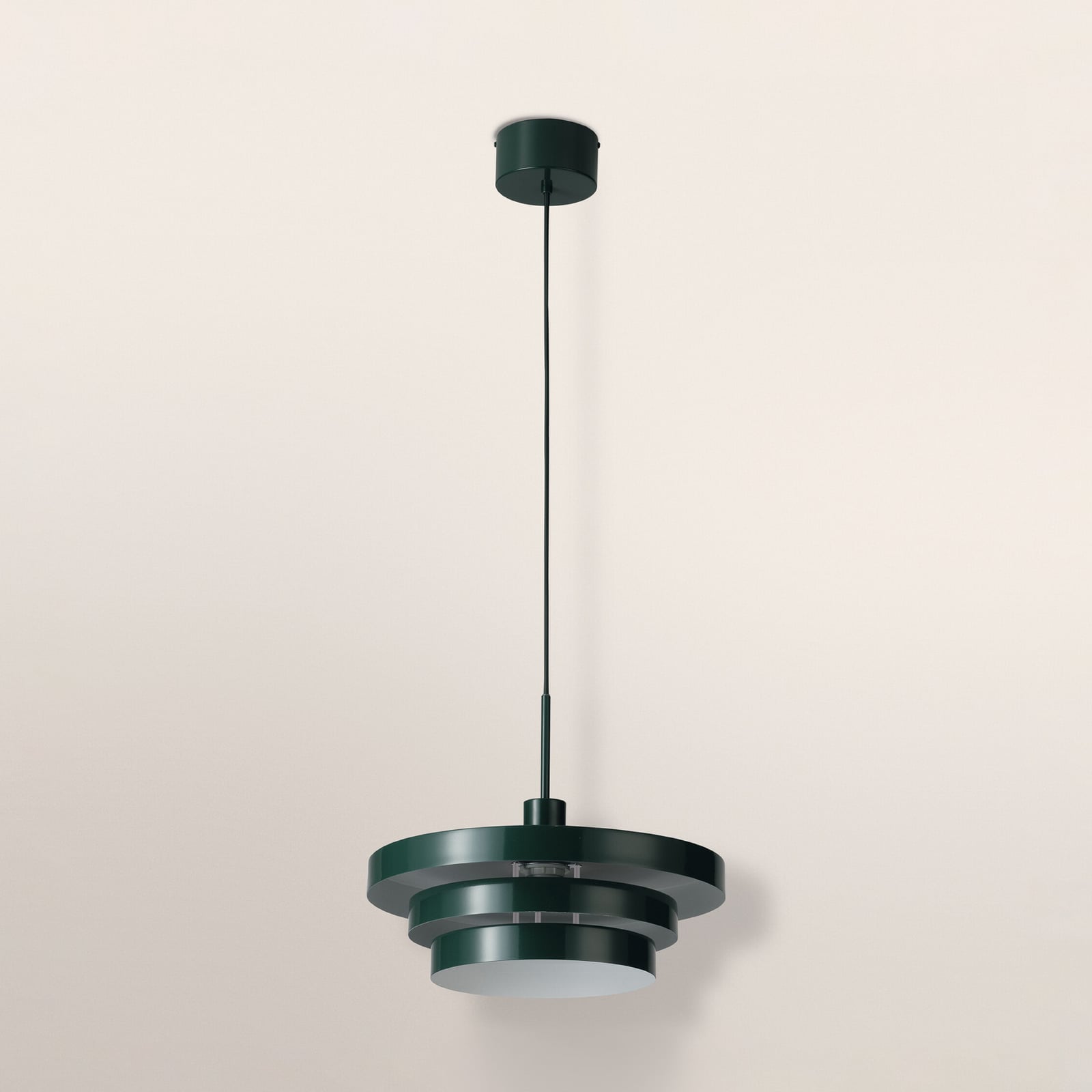 Lampă suspendată OSRAM Decor Layer, verde închis, Ø 40 cm, metal