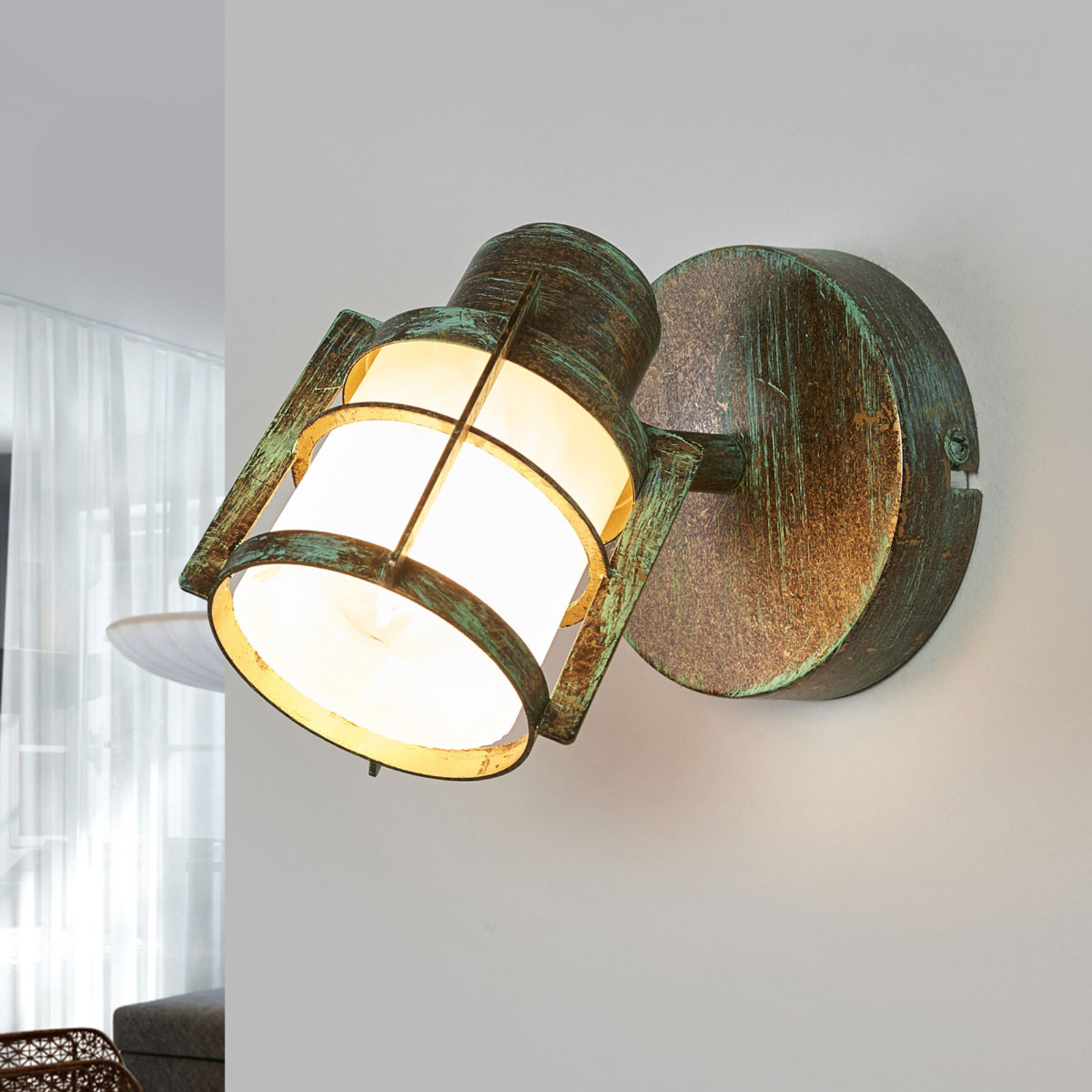 Lindby Giorgi - vegglampe med irrimitasjon - dimbar - antikk vegglys Stue / spisestue - glass, metall