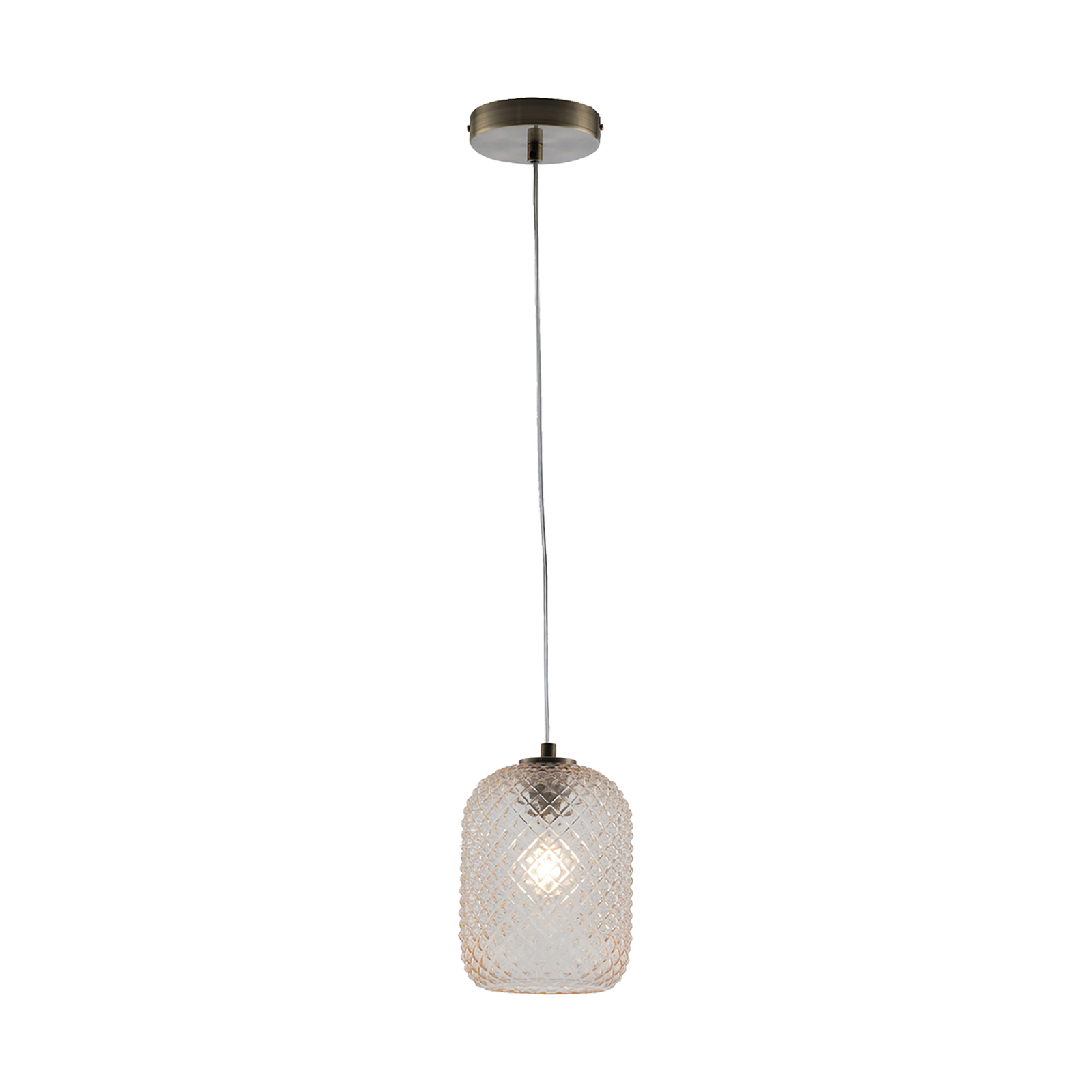 Ashford S15 pendant light, glass lampshade, amber