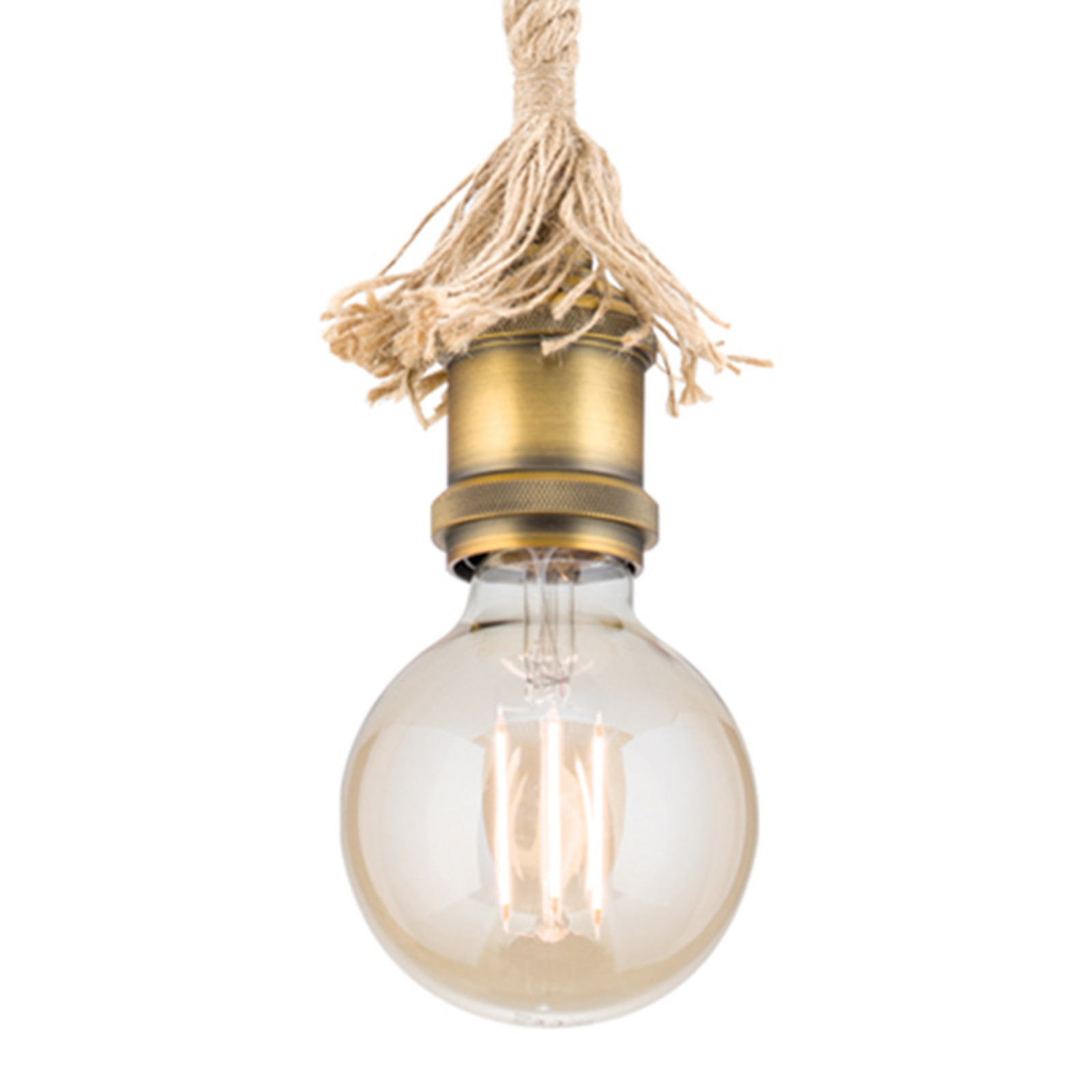Orion Bassena hanging light in a vintage look, for Living / Dining Room, steel, hemp rope, E27, 60 W, energy efficiency: A++, H: 150 cm